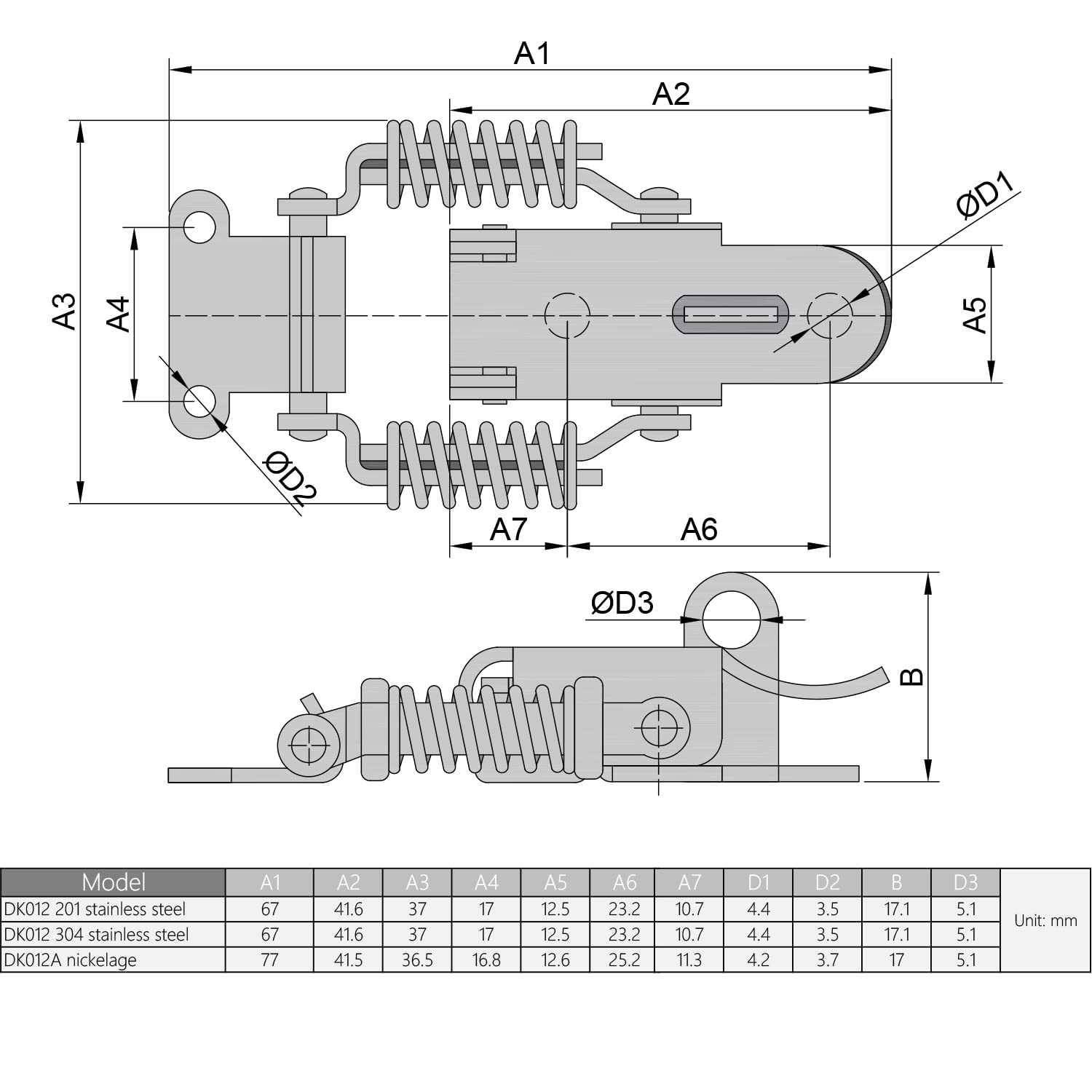 8PCS 304 Stainless Steel Spring Draw Toggle Latches - Cabinet Box Hasp Latch Lock (2.17