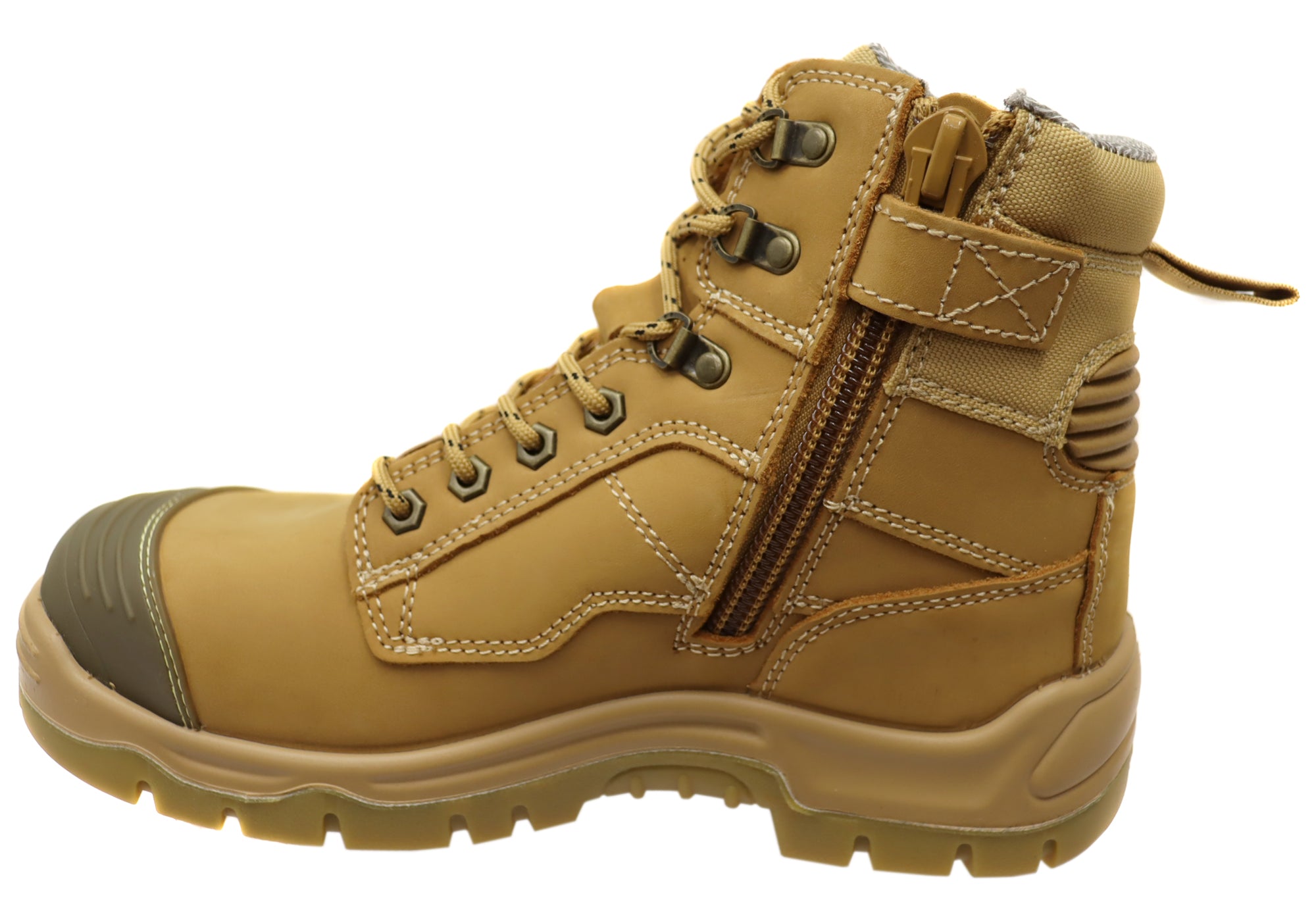 KingGee Men's 6 Inch Phoenix Zip & Lace Composite Toe Safety Work Boots - Durable Steel Toe Shoes for Construction, Warehouse & Outdoor Work