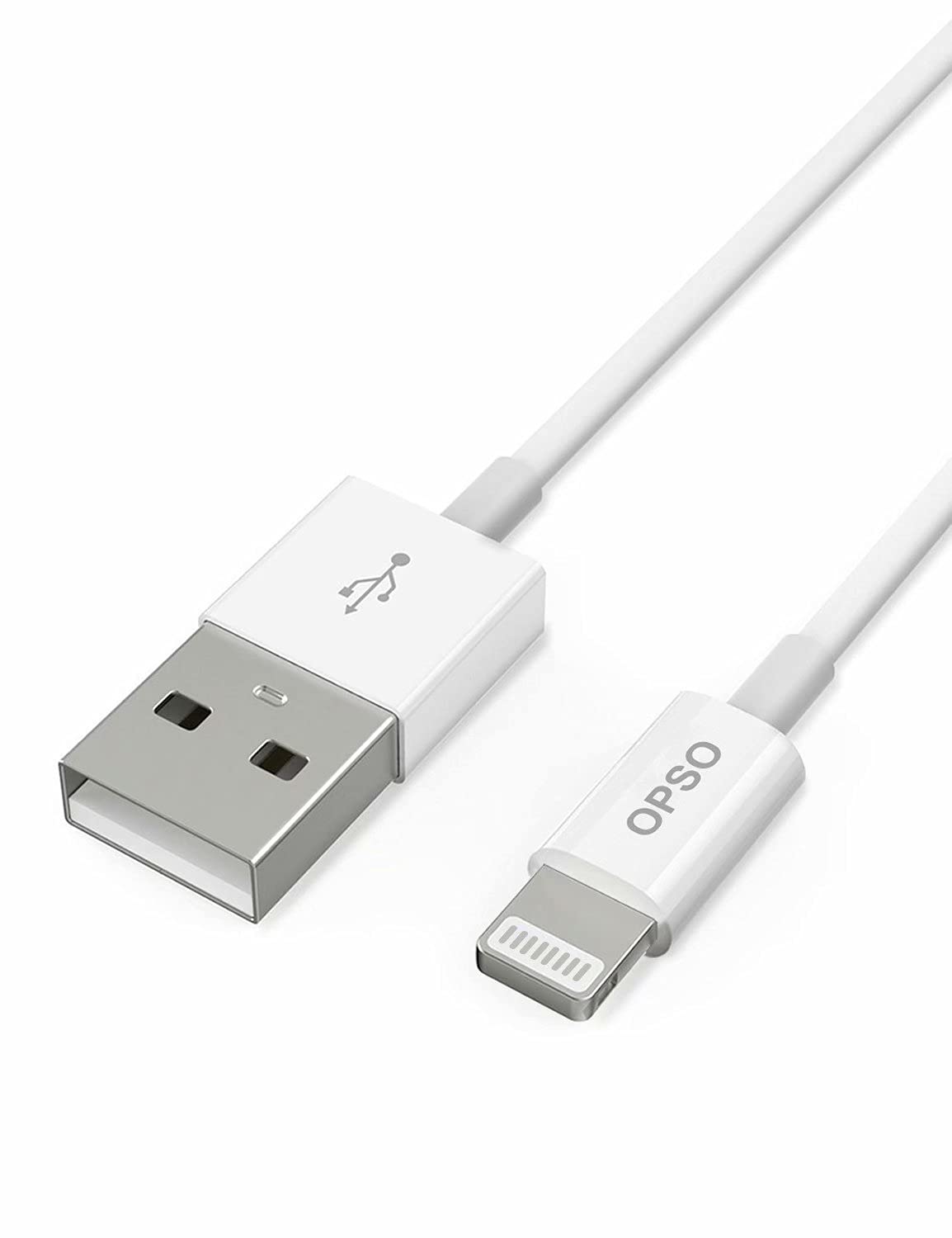 OPSO 3.3ft MFi Certified Lightning Cable - USB A to Lightning Charger for iPhone 14/13/12/11/XS/XR/8/7/6 - Fast Charging & Sync - Durable White Cable (1 Pack) - Perfect for Home, Office & Travel Charging