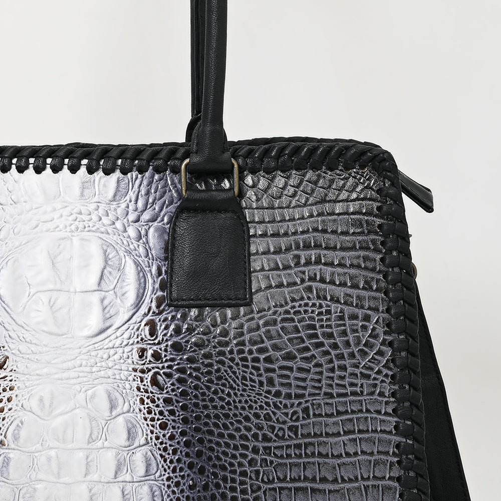 American Darling ADBG1422 Genuine Leather Women's Tote Bag - Crocodile Embossed Western Style Handbag Purse for Work, Travel & Everyday Use