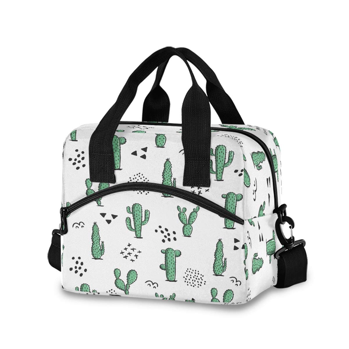 Insulated Reusable Lunch Tote Bag with Shoulder Strap - Cactus Flower Design for Women, Men & Kids | Perfect for School, Office, Picnics & Outdoor Activities