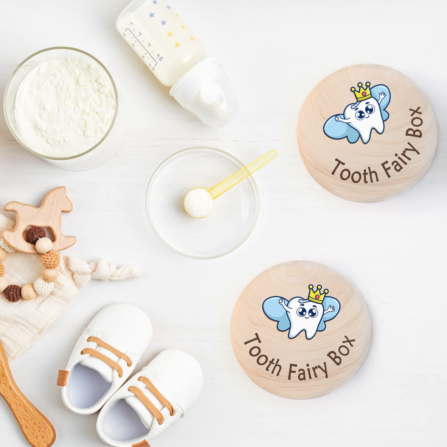 Tooth Fairy Box for Boys & Girls - Wooden Keepsake Storage Box with Wings & 3D Tooth - Perfect for Storing Lost Teeth Under Pillow - Cute Teeth Container for Kids Childhood Memories (Ideal for First Tooth Celebration, Bedtime Rituals & Creating Magical Moments)
