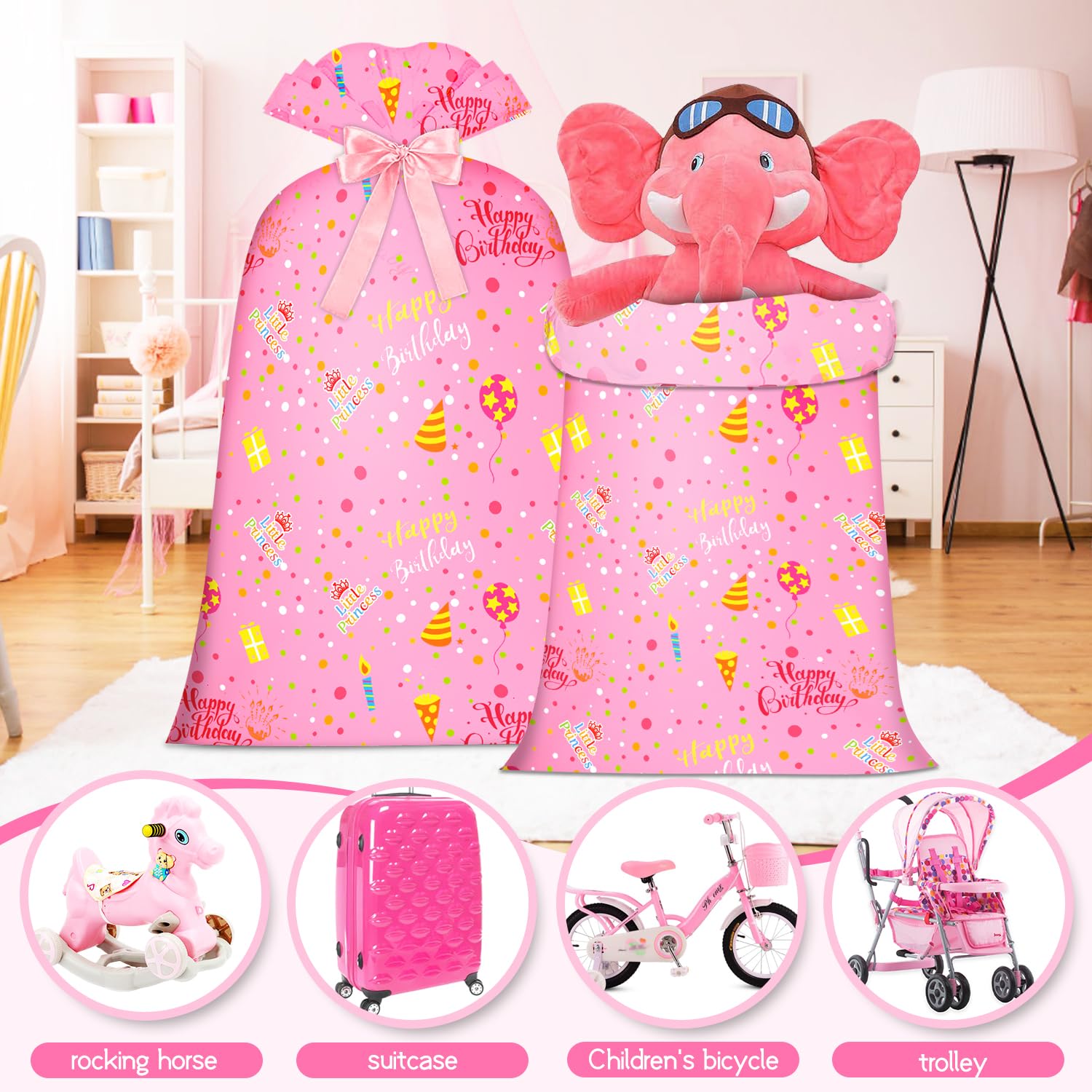 Extra Large Pink Gift Bag for Birthday - 48inch 1Pack | Perfect for Girls' Party Gifts