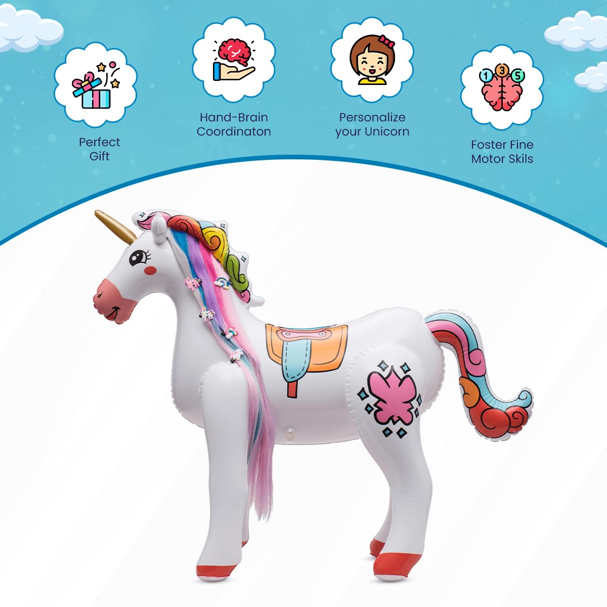 Inflatable Unicorn Hair Makeup Set - Magical Play for Kids