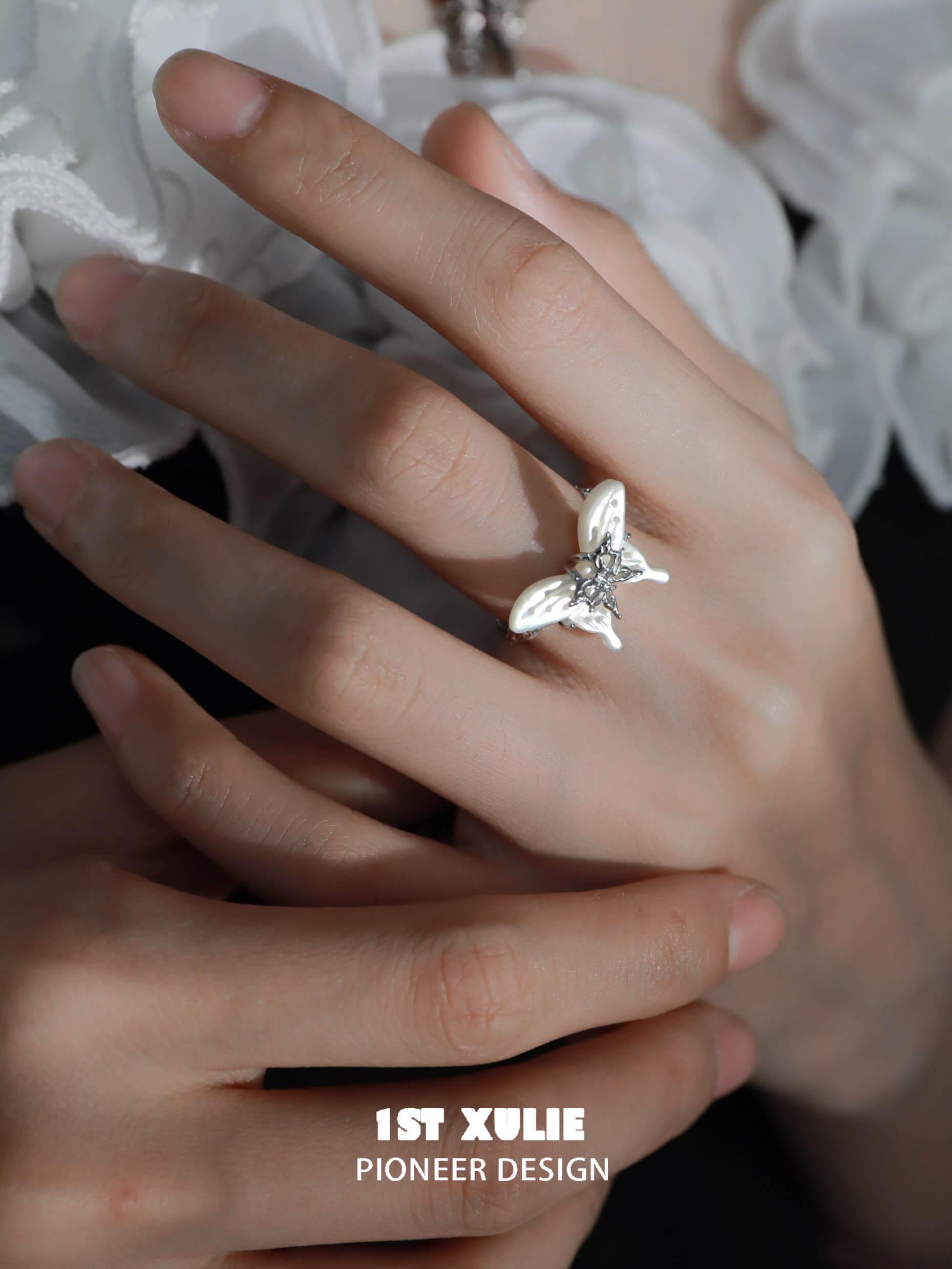 Whiterfly S925 Sterling Silver 24K Gold Plated Shell Ring for Women - Elegant Beach Jewelry Gift for Her, Perfect for Summer Vacation, Wedding & Party Accessories
