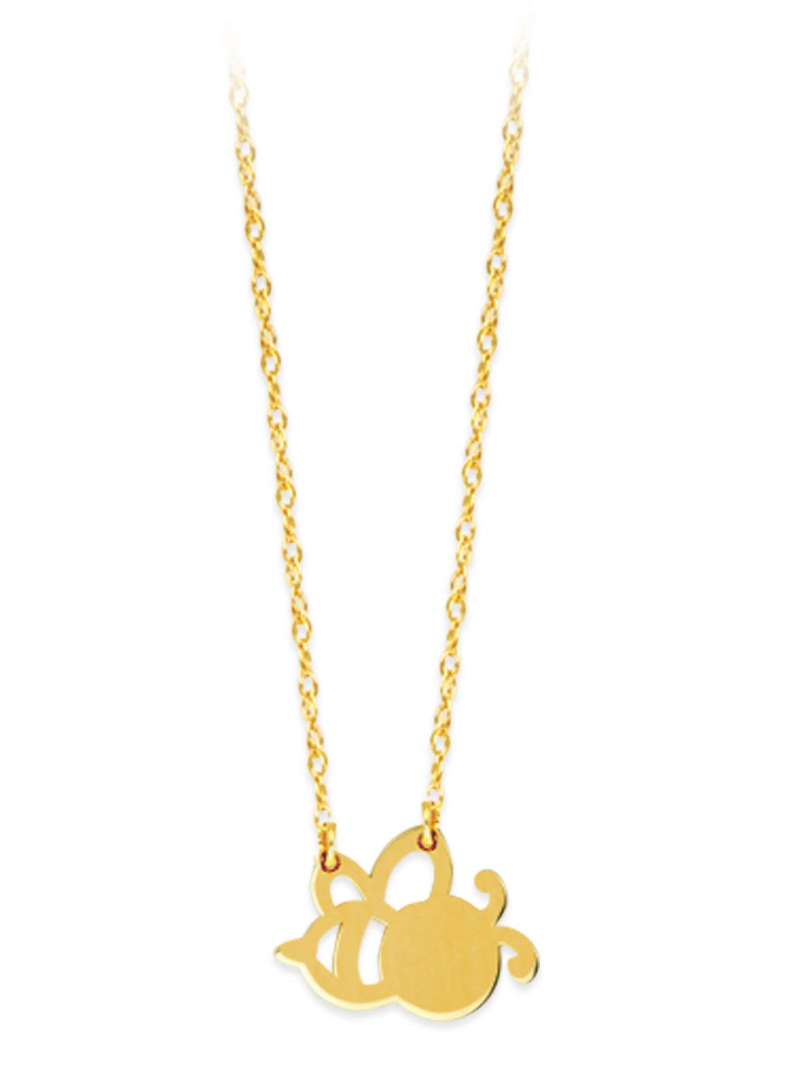 14K Yellow Gold Cute Cut Out Bumble Bee Pendant Necklace with Adjustable Chain - Perfect for Women's Everyday Wear, Gifts, and Special Occasions