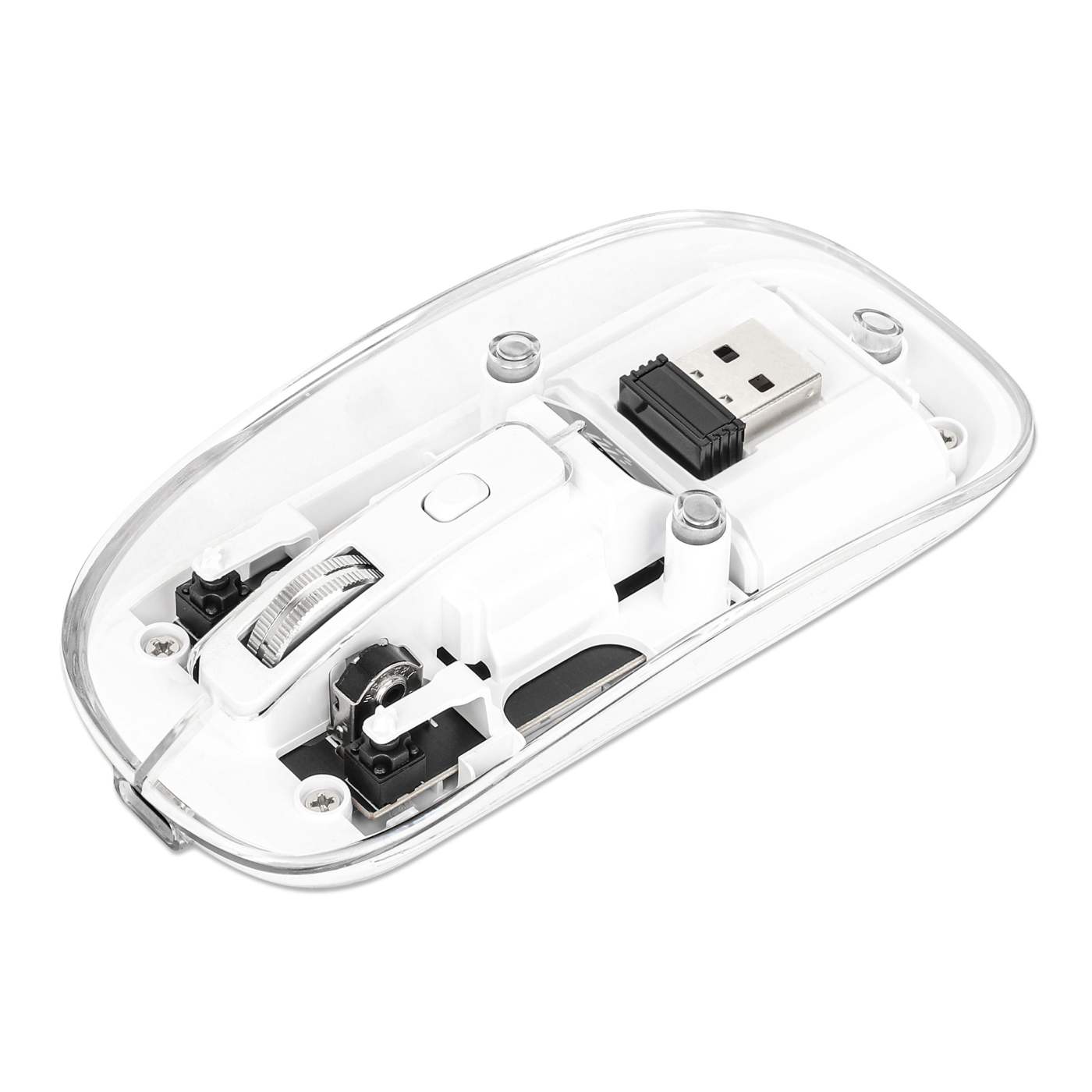 Transparent Rechargeable Wireless USB Mouse - Ergonomic Silent Computer Mouse for Laptop, PC, Mac - Perfect for Office, Gaming & Home Use