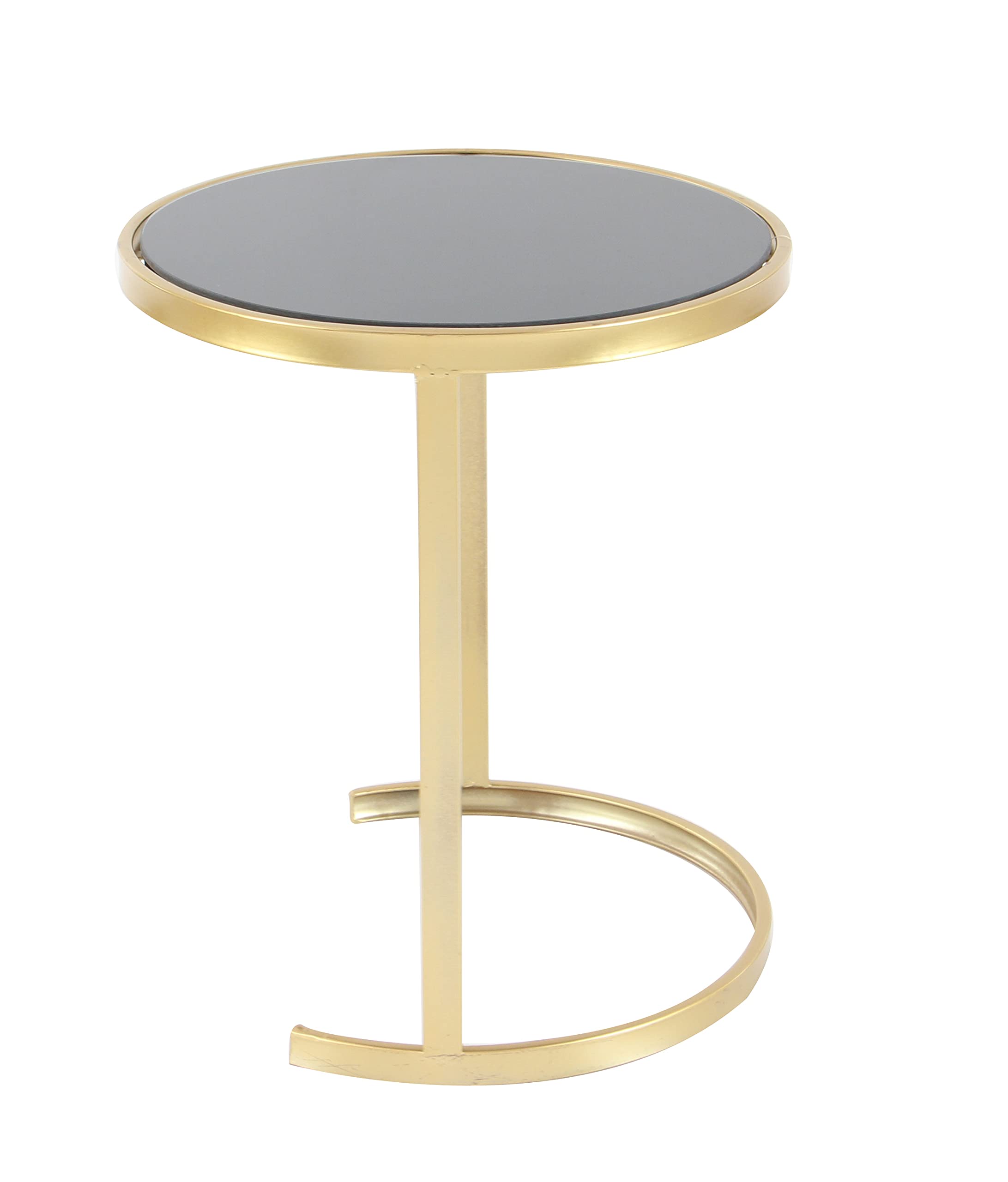 Deco 79 Round Metal Nesting End Tables with Black Glass Top - Set of 3 (21