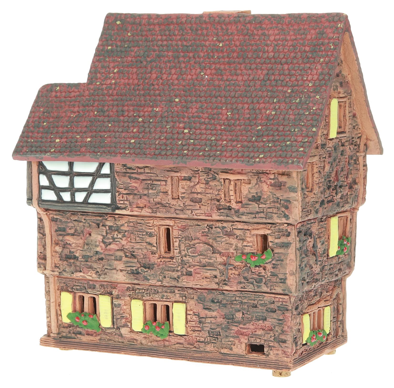 Ceramic Tea Light Candle Holder - Miniature House Replica of Historic Kaysersberg Home | Christmas Village Decor, Essential Oil Burner & Cozy Home Decoration for Holidays, Weddings and Relaxation