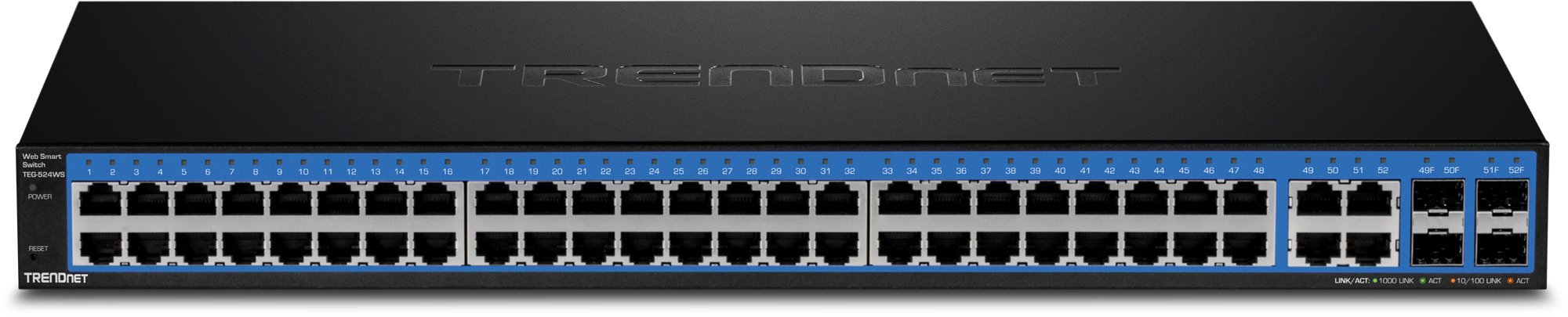 TRENDnet TEG-524WS 52-Port Gigabit Web Smart Switch | 48 RJ-45 + 4 Combo SFP Ports | VLAN, QoS, LACP, IPv6 Support | Renewed | Ideal for Business Networks, Data Centers & Office IT Infrastructure