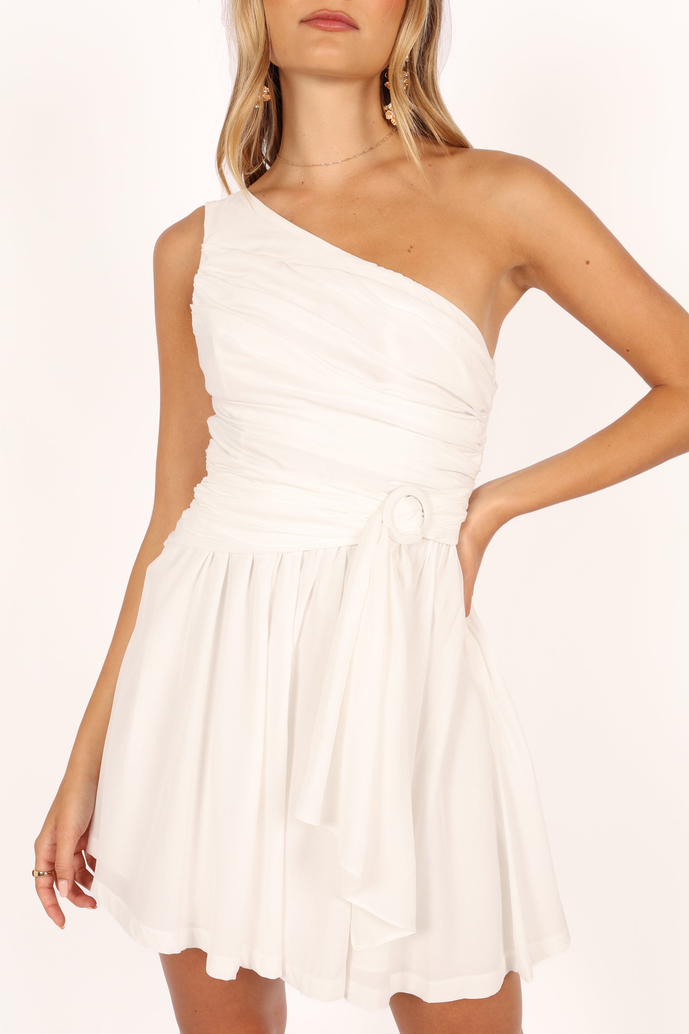 Gilbert One Shoulder Mini Dress for Women - Elegant White Bodycon Party Dress | Perfect for Night Out, Club, Date Night & Special Occasions