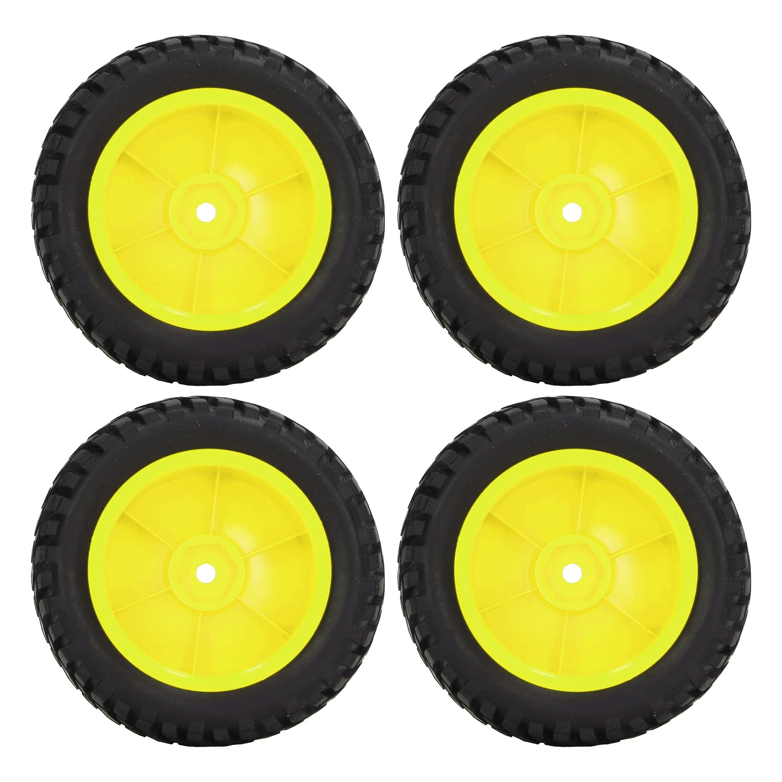Jopwkuin 1/10 RC Car Tires - High Performance Rubber Wheels for Improved Stability | Durable & Abrasion Resistant | Perfect for 1/10 Scale Flat Sports Cars & Off-Road Racing (Yellow)