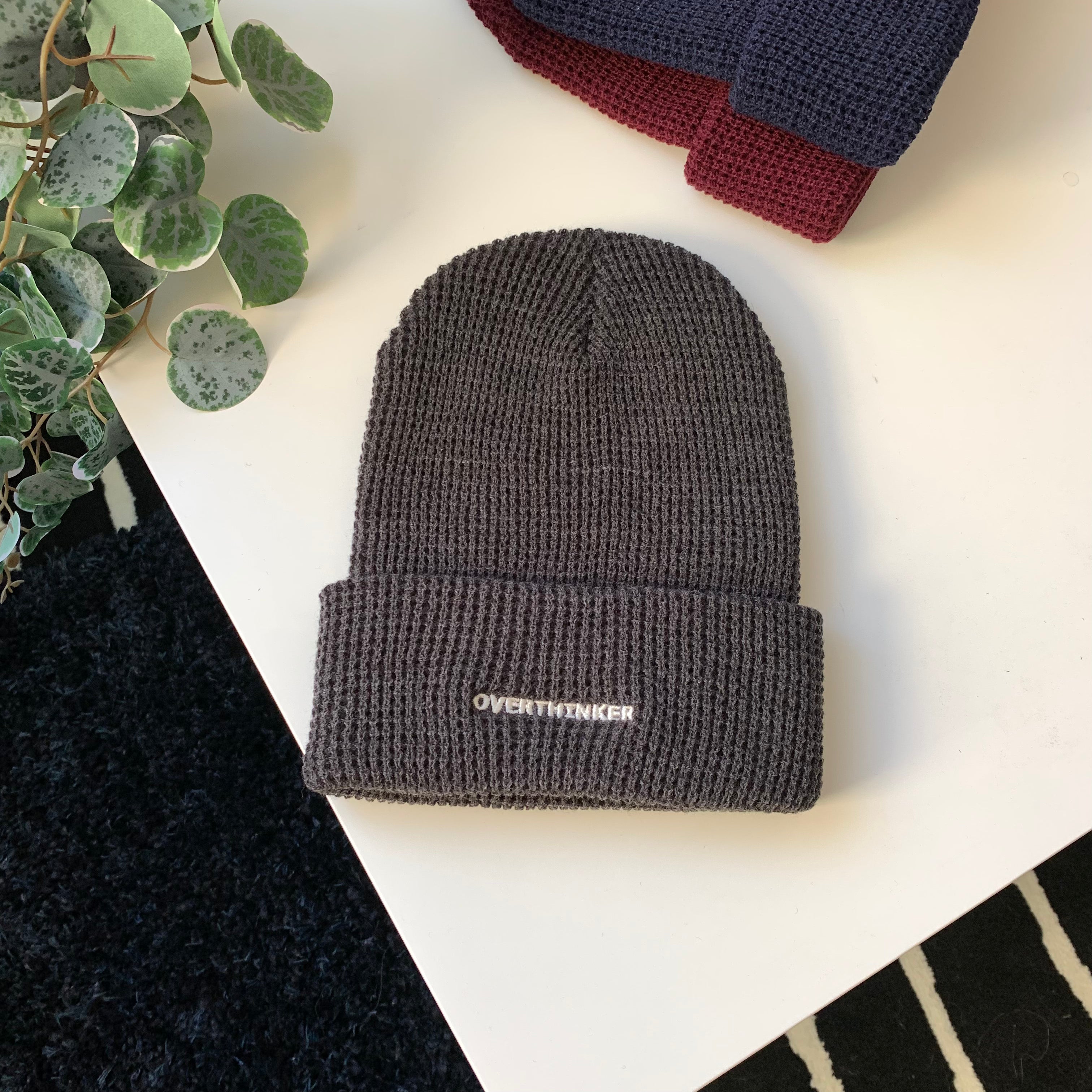 Studio Sample OVERTHINKER™ Waffle Knit Cuffed Beanie - Soft Winter Hat for Men & Women - Perfect for Cold Weather, Outdoor Activities and Streetwear Fashion