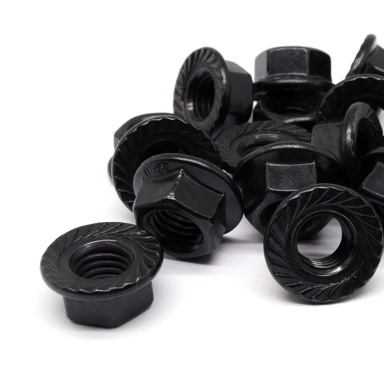 30pcs M10 x 1.5mm 304 Stainless Steel Serrated Flange Hex Nuts - Metric Hardware Fasteners with Bright Zinc Plating Black Finish - Ideal for Automotive, Machinery and DIY Projects