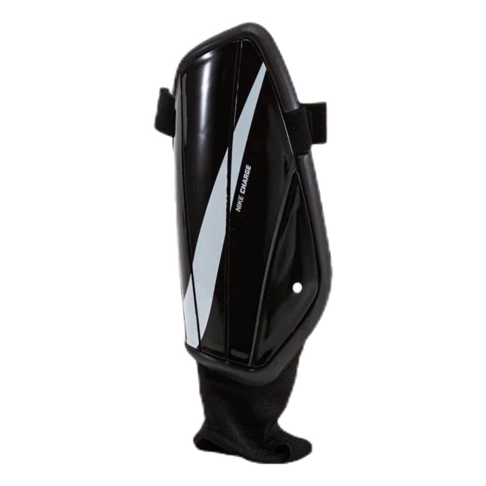 Nike Charged Soccer Shinguards - Black & White - Small Size - Lightweight Protective Shin Guards for Youth & Adult Players - Perfect for Training, Matches & Outdoor Games