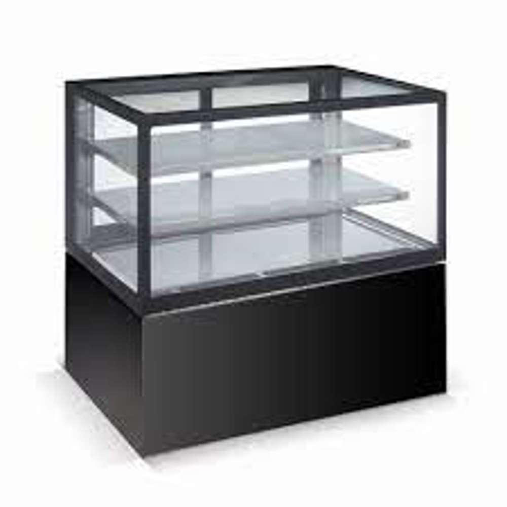 Alpha 405L Commercial Cake Display Case - Square Black Marble Coating 1200mm for Bakeries, Cafes & Dessert Shops
