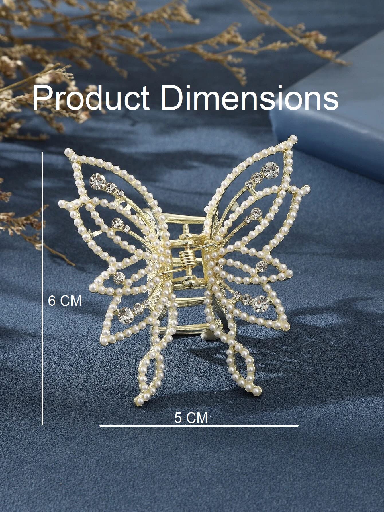 Trendy White Pearl Butterfly Metal Hair Claw Clip - Elegant Hair Accessory for Women & Girls - Perfect for Parties, Weddings & Everyday Use (Pack of 1)