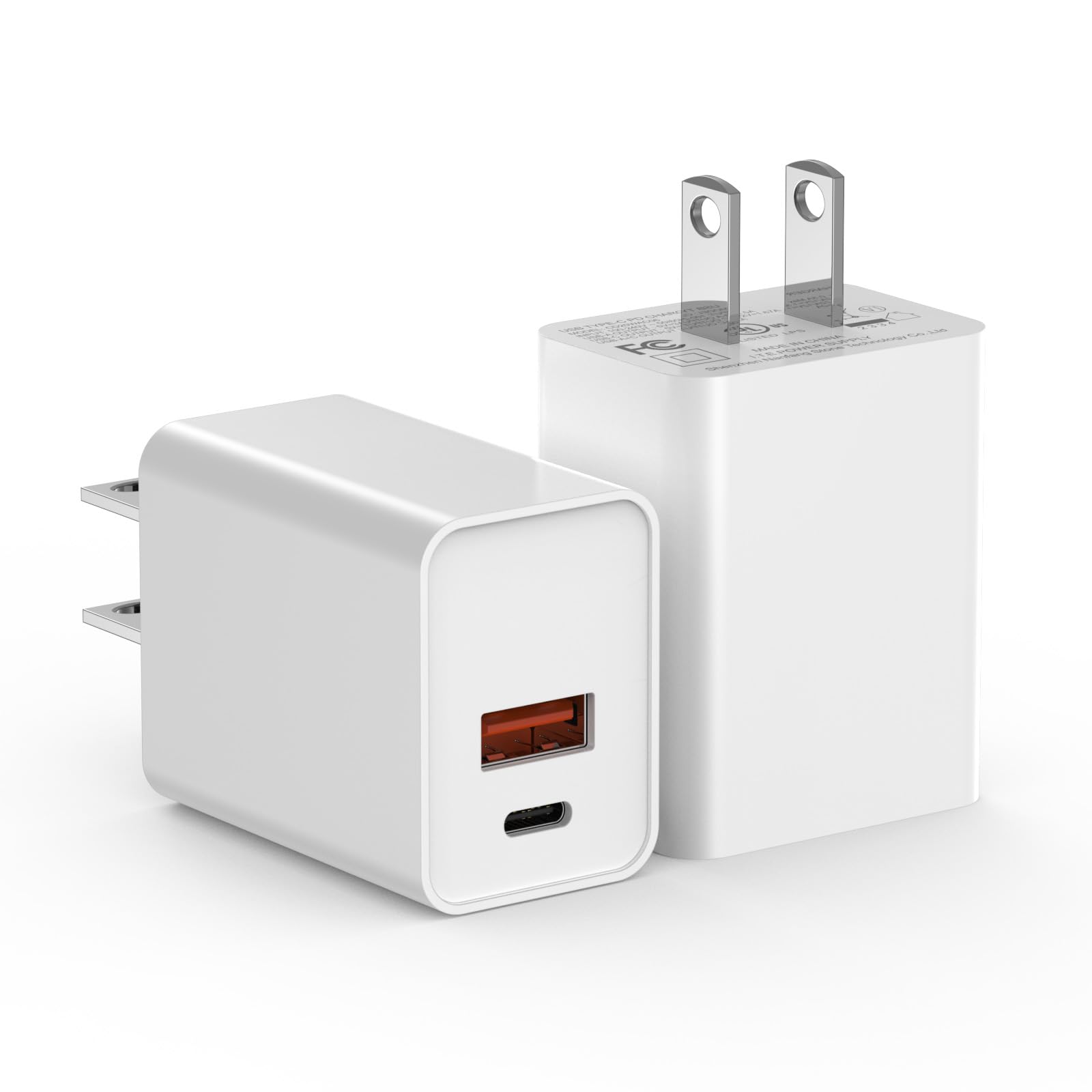 2-Pack USB C Fast Charger Block - Dual Port Type C Wall Adapter Plug for iPhone 16/16 Pro Max/15/14 & Apple Watch Series 9/8/7 - Compact White Power Cube | Perfect for Travel, Office & Home Charging