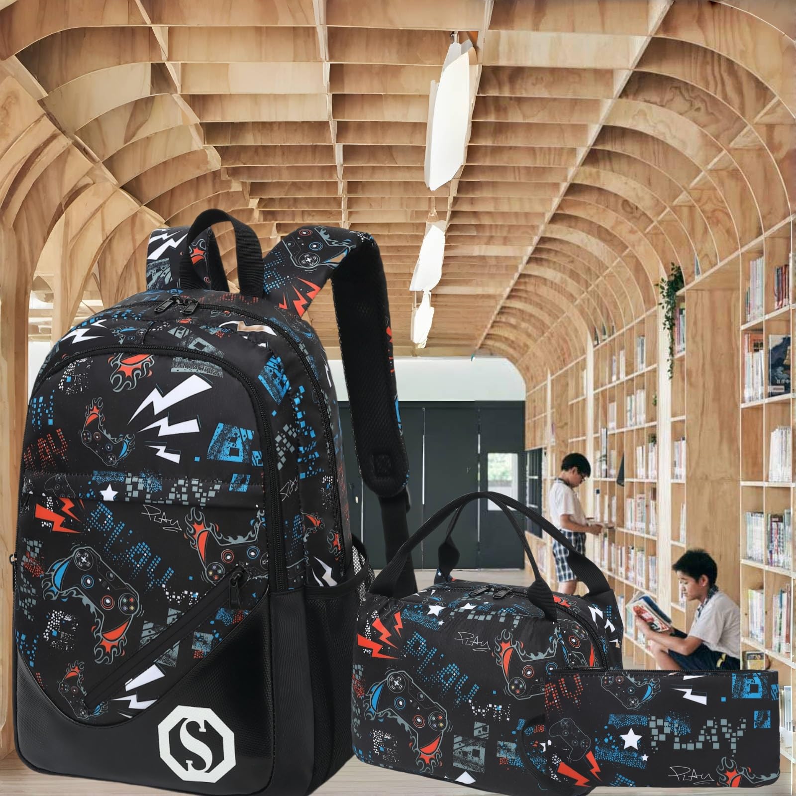 CAMTOP Kids Backpack Set for School - Boys & Girls Bookbag with Lunch Box & Pencil Case - Durable Student Backpack for Elementary, Middle School & College - Perfect for Daily Use, Travel & Outdoor Activities