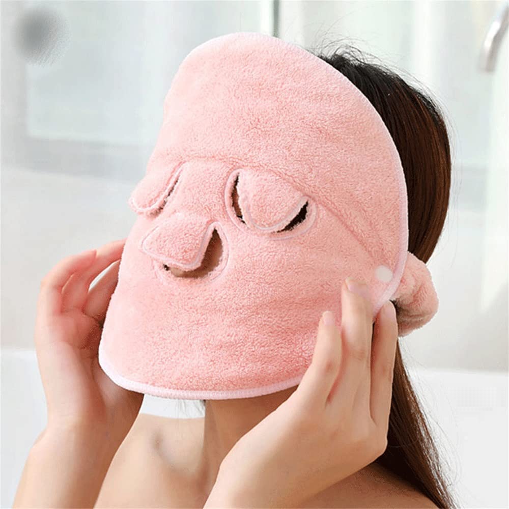 Pink Face Towel for Moisturizing & Beauty Salon | Cold & Hot Compress Mask | Thickened Coral Suede Towel (1pc) - Perfect for Spa, Facial Treatments & Skin Care at Home