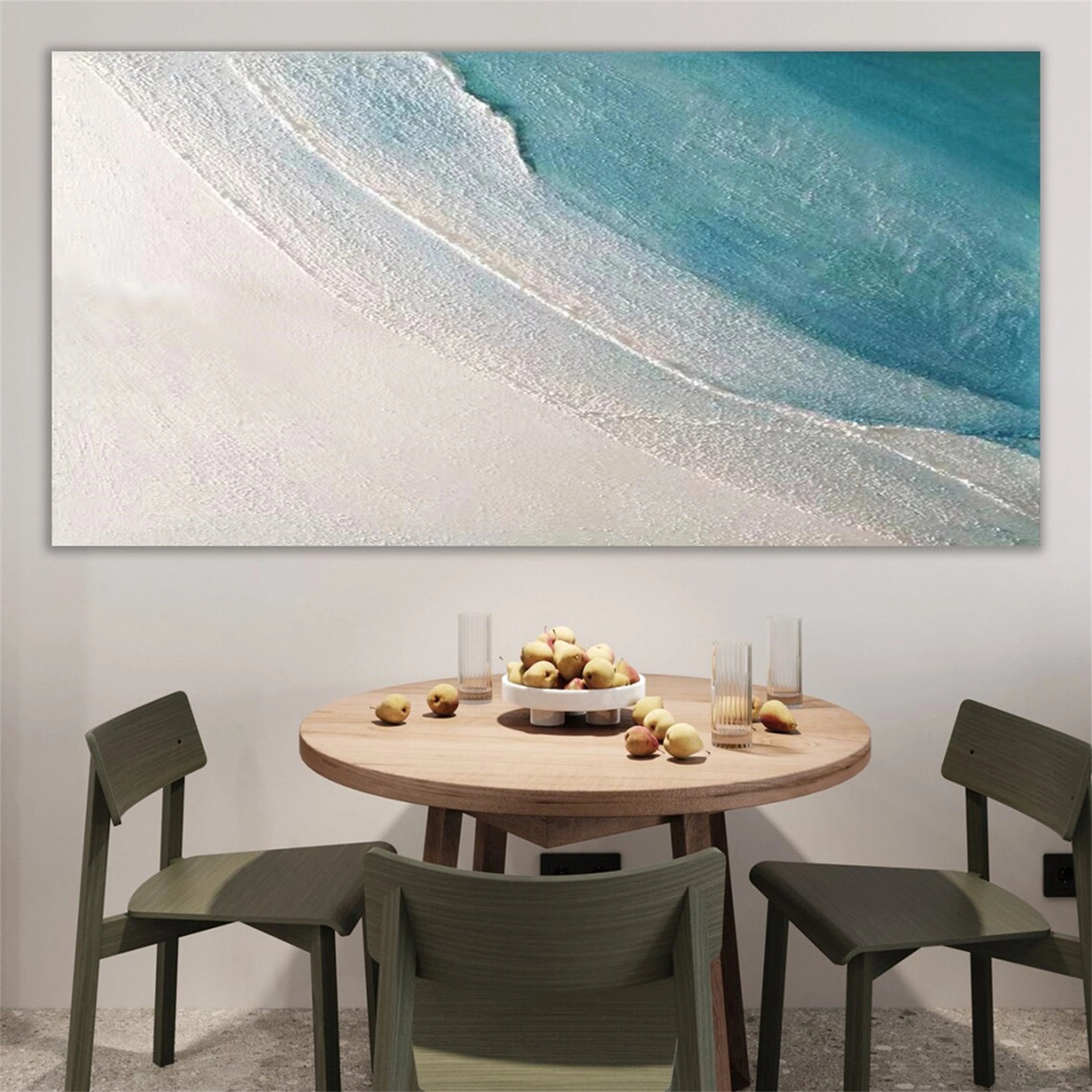 Ocean and Sky Painting #OS 065 - Handmade Canvas Wall Art for Home & Office Decor - Perfect for Living Room, Bedroom, or Office Wall Decor