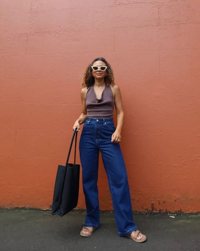 Petite High Waist Wide Leg Jeans for Women - Indigo Wash Denim Pants | Comfortable & Stylish for Casual Outings, Work, and Travel