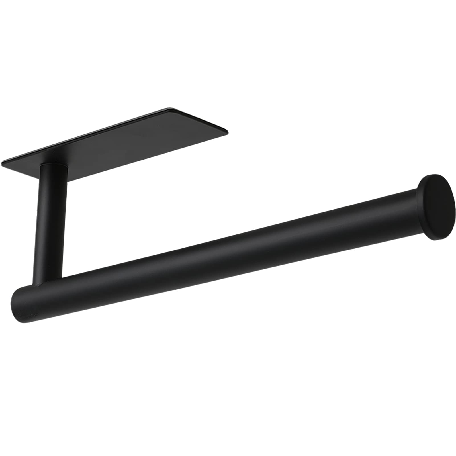 Under Cabinet Paper Towel Holder - Matte Black Stainless Steel Kitchen & Bathroom Towel Rack - Wall Mounted & Adhesive Paper Towel Roll Dispenser - Perfect for Small Spaces, RVs, and Office Use - SUS304 Stainless Steel