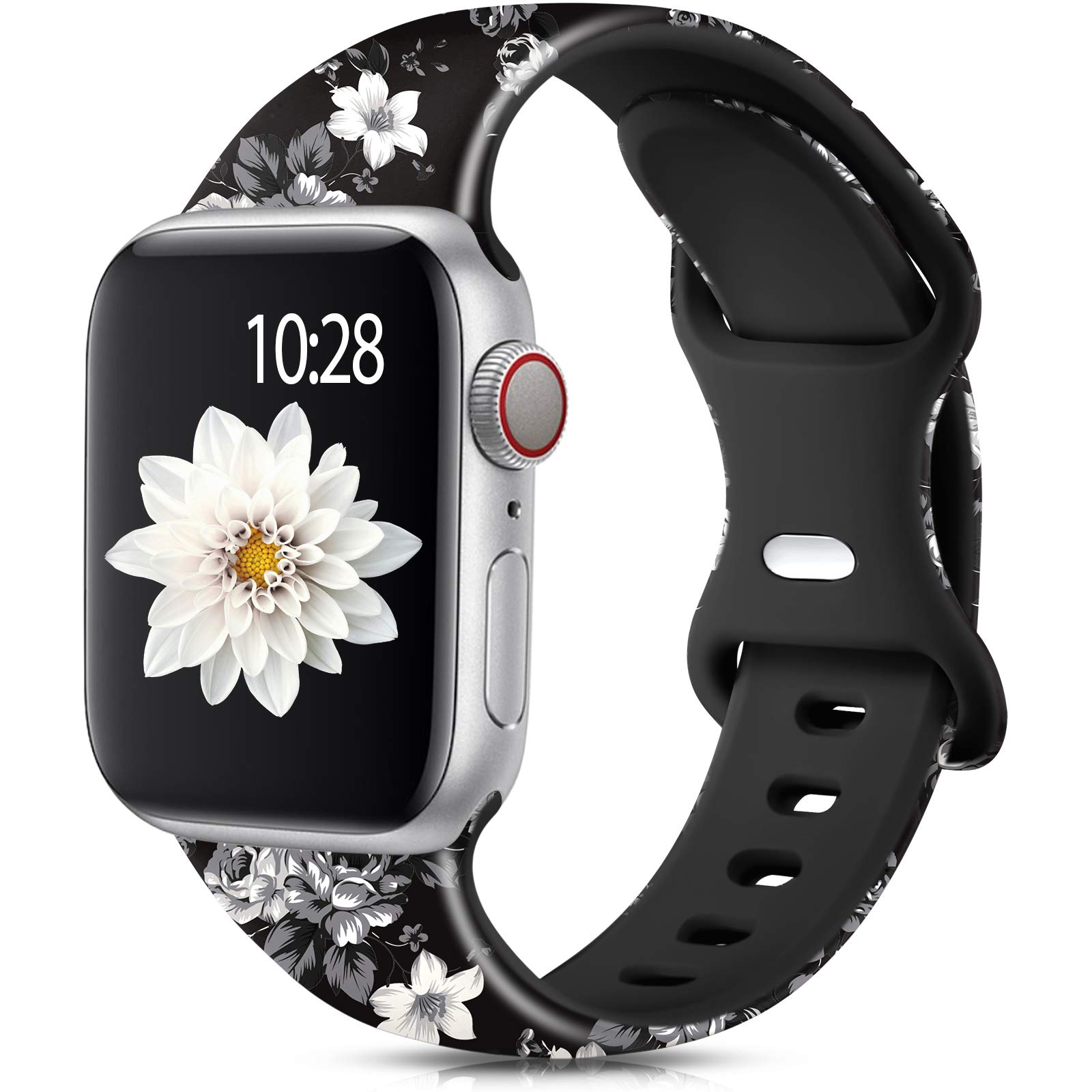 Muranne Apple Watch Band 40mm 38mm Compatible with iWatch SE Series 6/5/4/3/2/1 - Soft Silicone Sport Wristband for Women, Ladies & Girls - Stylish Cute Fadeless Print Replacement Strap - Perfect for Workouts, Running, Yoga & Daily Wear
