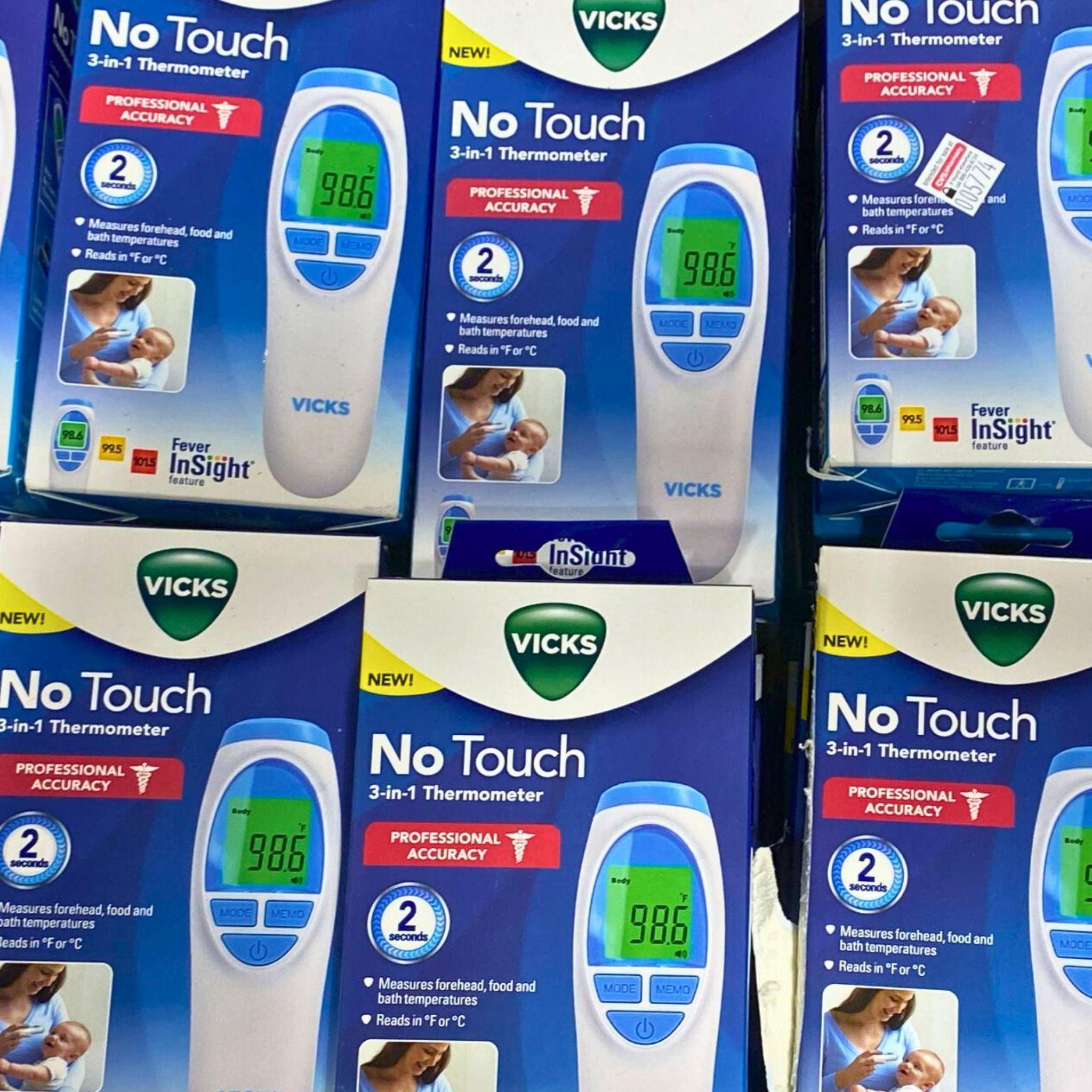 Vicks No Touch 3-in-1 Digital Thermometer - 50 Pack | Fast & Accurate Forehead, Ear & Surface Temperature Reading | Perfect for Home, Office & Travel Use