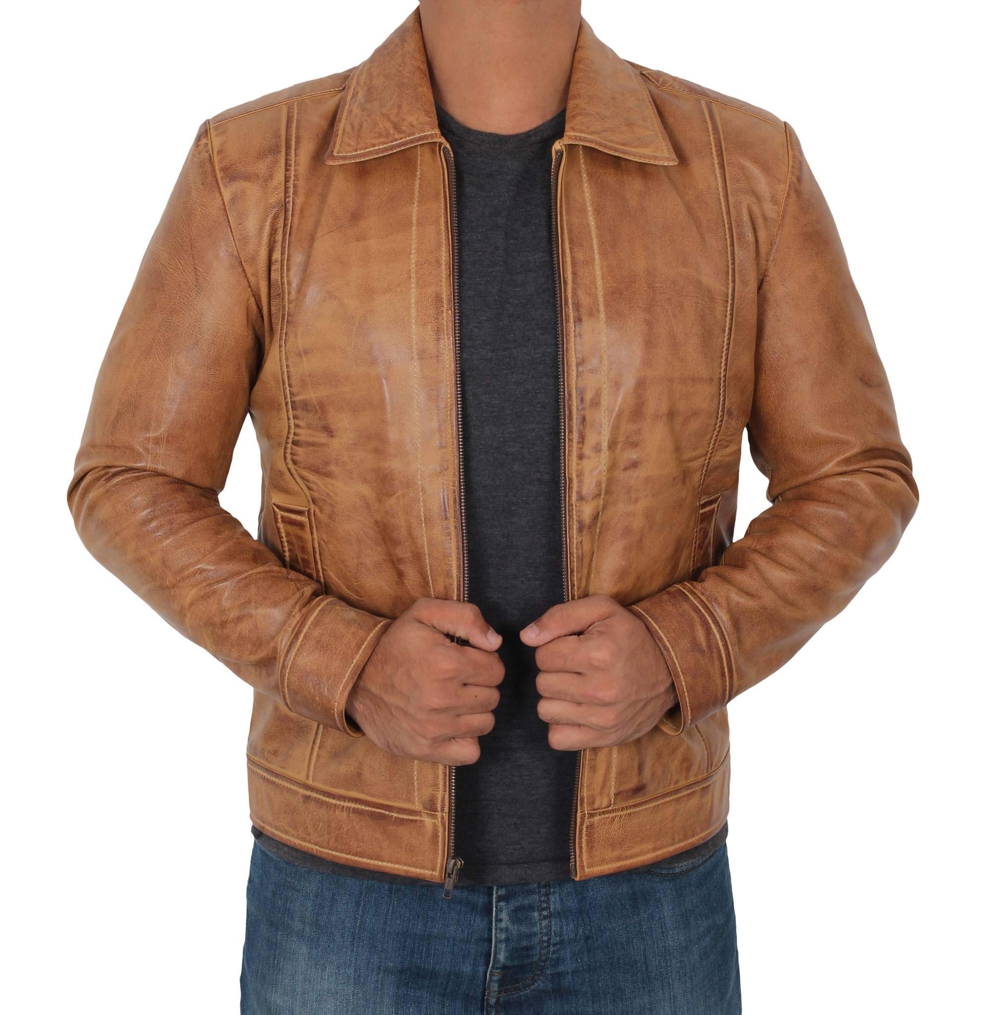 Premium Lambskin Leather Jacket for Men - Classic Biker Style Motorcycle Jacket | Genuine Leather Outerwear for Casual Wear, Night Out & Riding