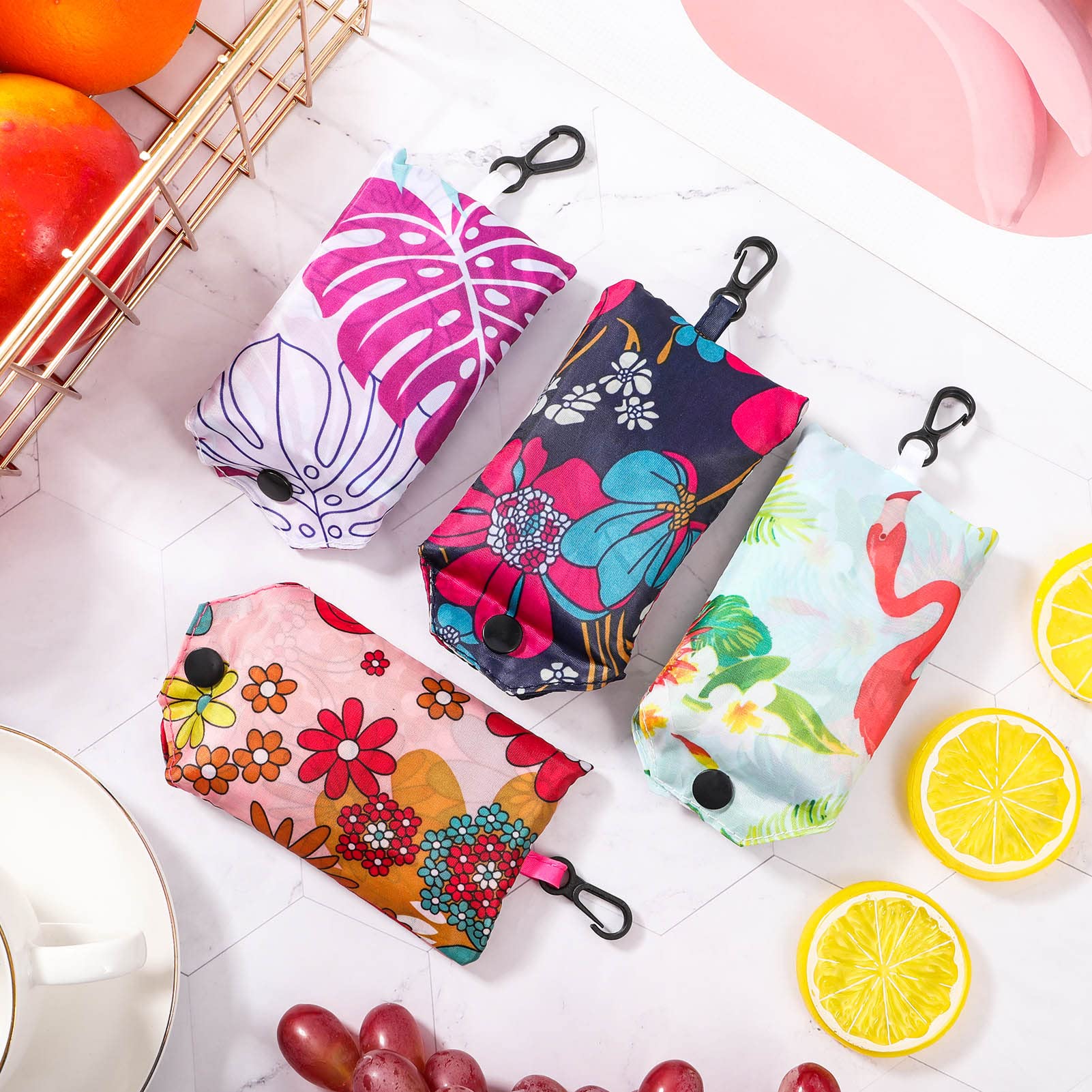 Foldable Reusable Shopping Bags 4pcs - Eco Tote for Groceries & Travel