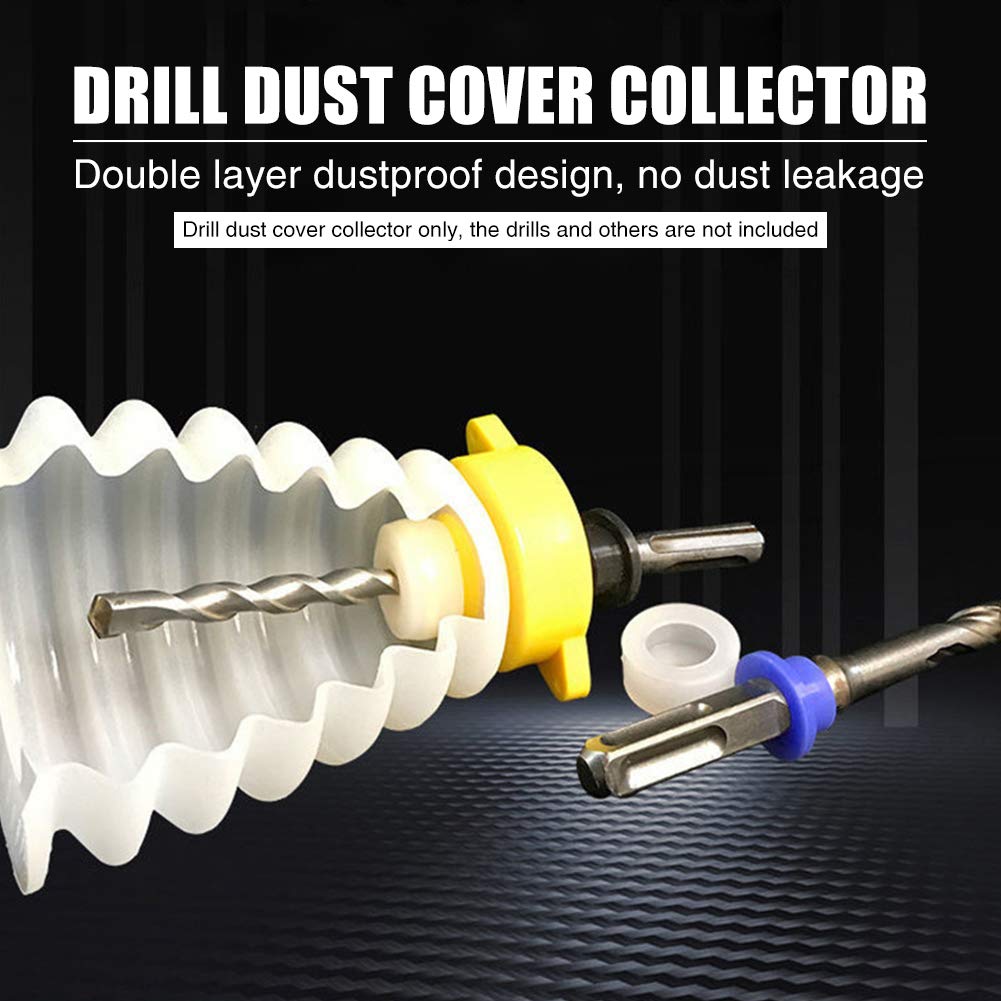 Electric Drill Dust Collector Cover - Silicone Dustproof Cover with 5 Sealing Rings for 150mm Hammer Drills | Power Tool Accessories for Cleaner DIY & Construction Work