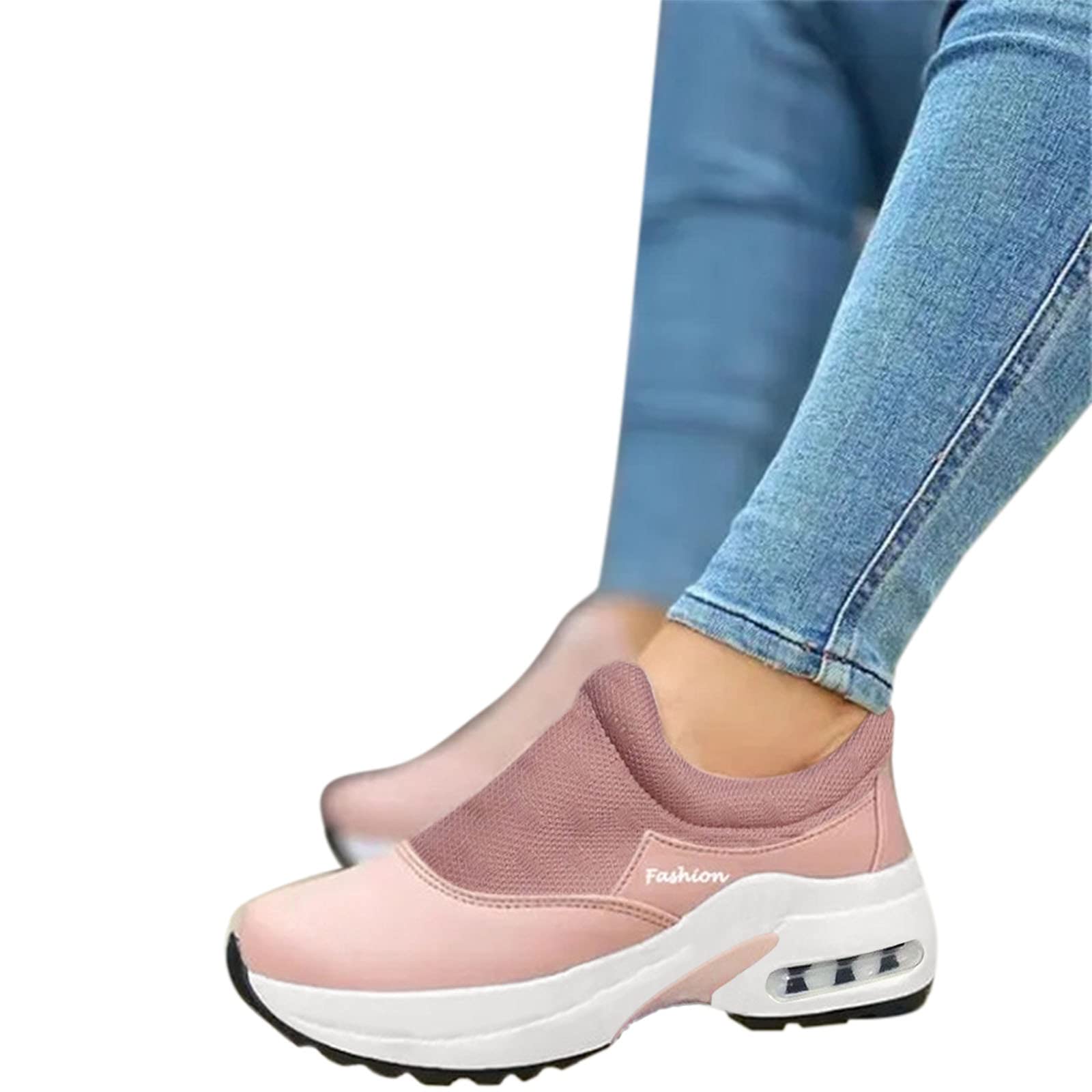 Women's Thick-Soled Breathable Knit Sneakers - Fashionable White Running Shoes for Women | Perfect for Casual Wear, Gym & Daily Activities