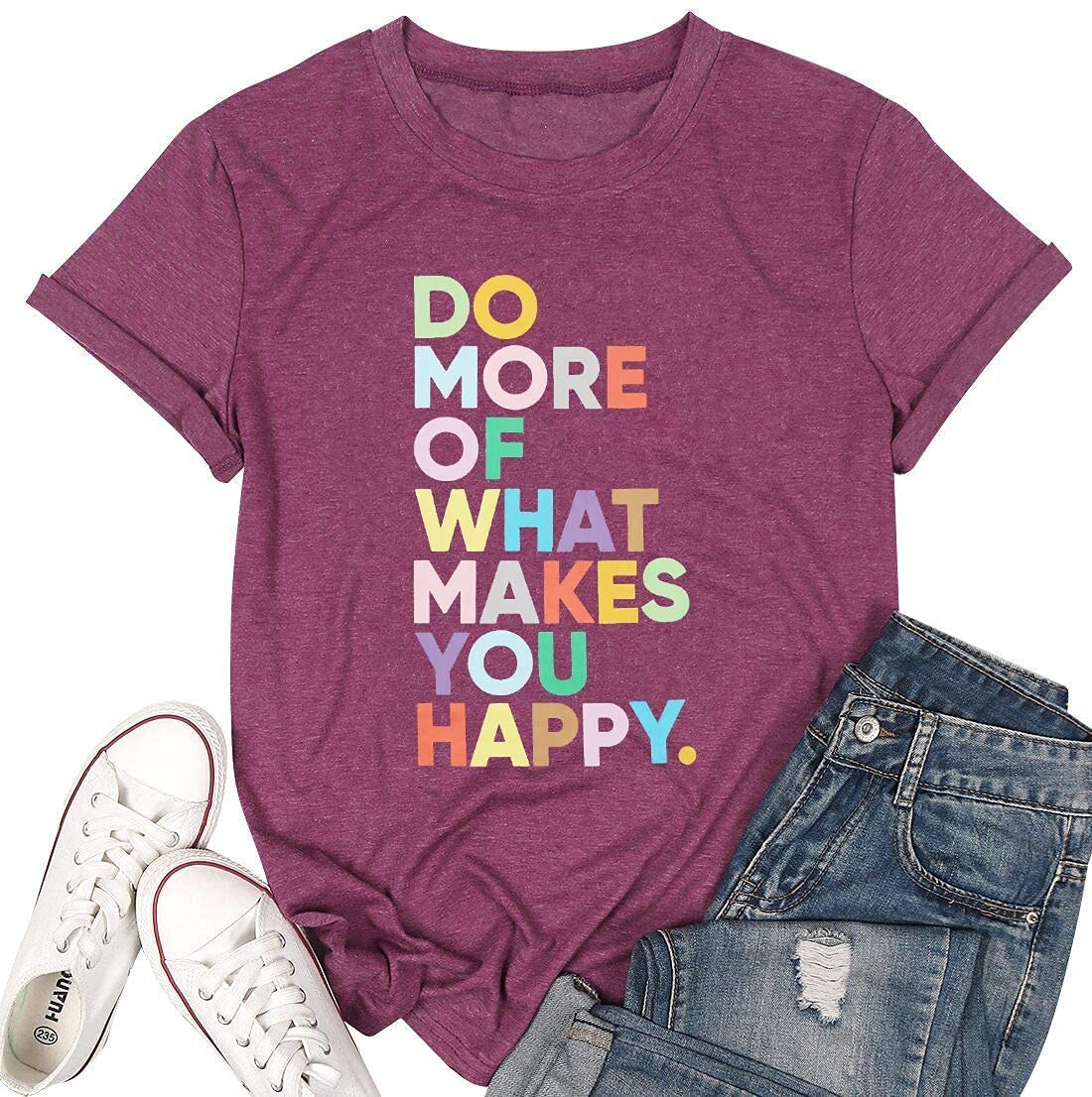 Women's Inspirational Graphic Tees - Positive Message Letter Printed T-Shirt for Teachers | Cute & Happy Casual Wear for Work, School & Everyday Outfits