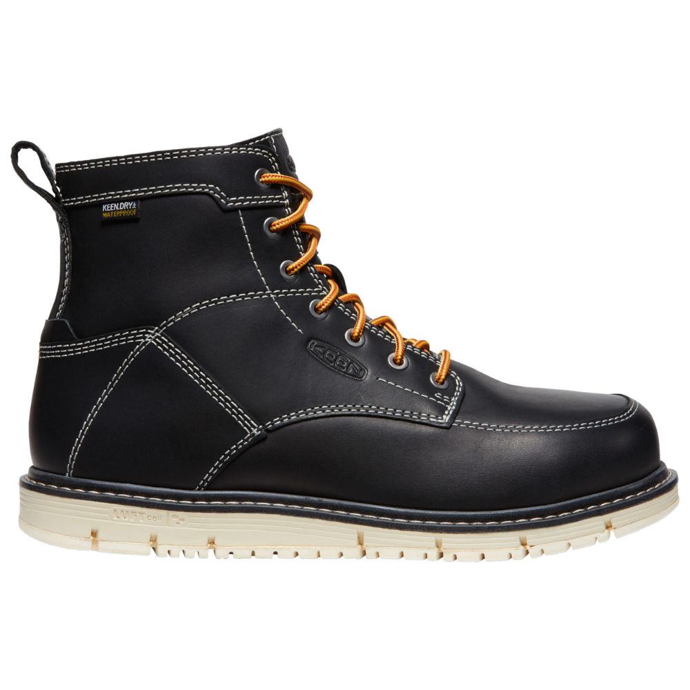 Keen San Jose Men’s 6” Waterproof Aluminum Toe Work Boots - OSHA Compliant Safety Shoes for Construction & Outdoor Work (Black, Model 1027083)