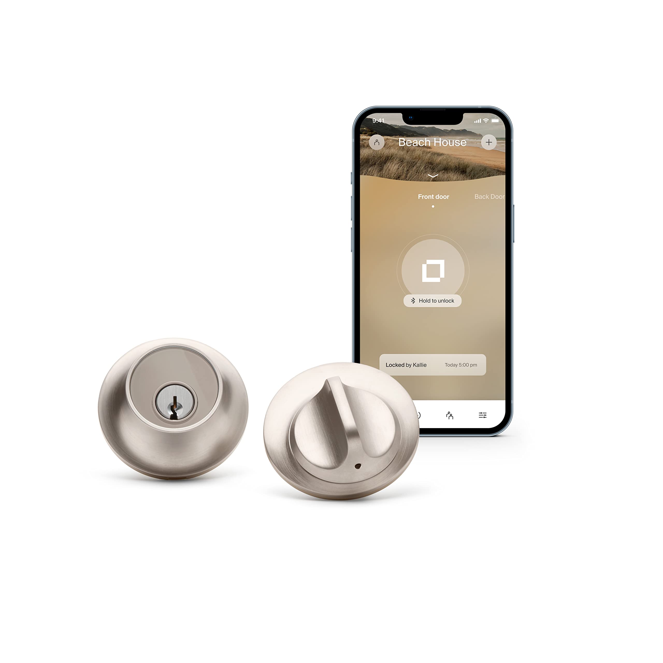 Level Lock Smart Lock - World's Smallest Smart Lock for iOS & Android - Apple HomeKit Compatible (Satin Nickel) | Secure Your Smart Home with Keyless Entry