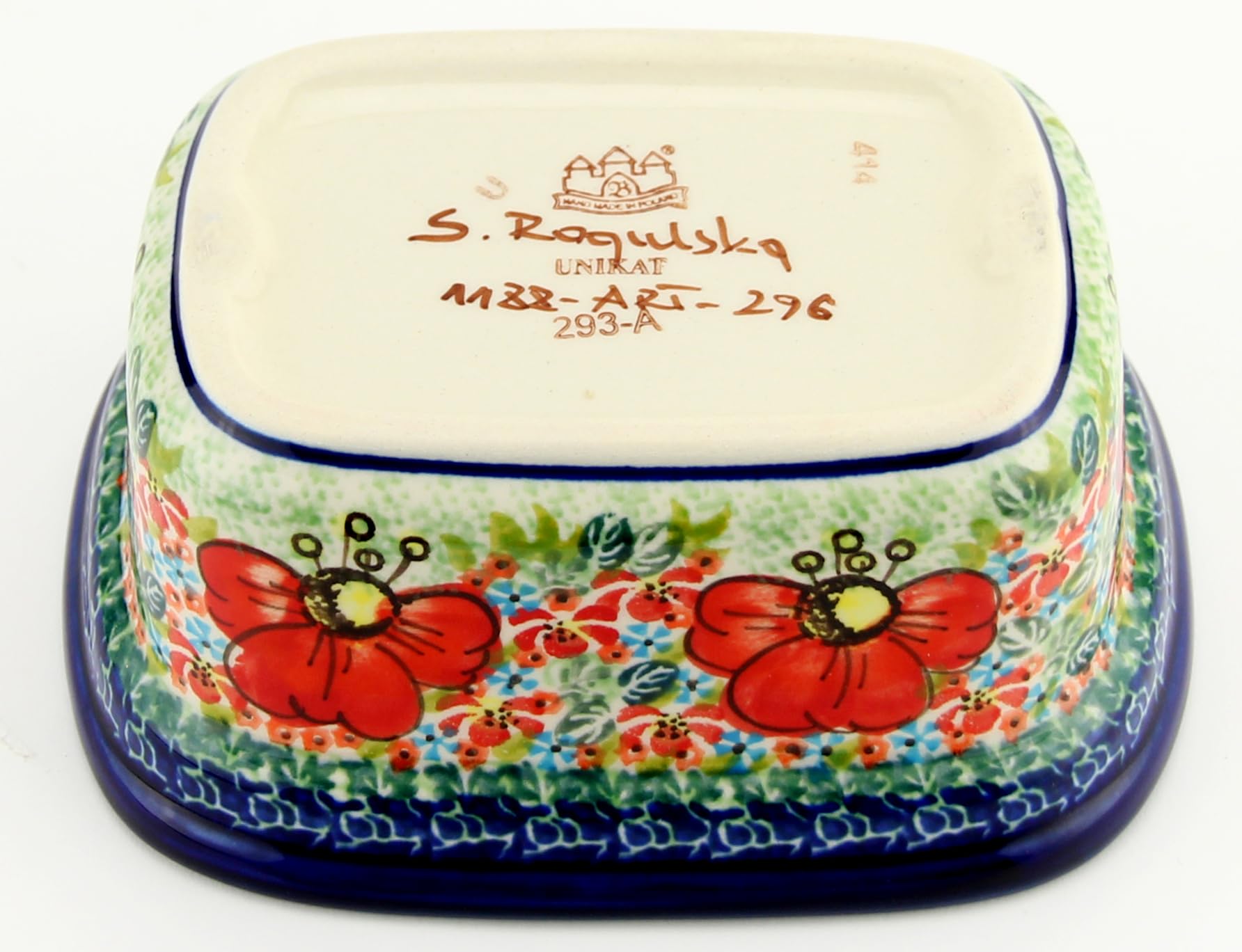 Authentic Polish Pottery Butter Dish with Lid - Handmade in Boleslawiec, 4 x 5.75 Inch Ceramic Butter Keeper - Perfect for Soft Butter Storage | Ideal for Kitchen, Dining Table & Gift Giving