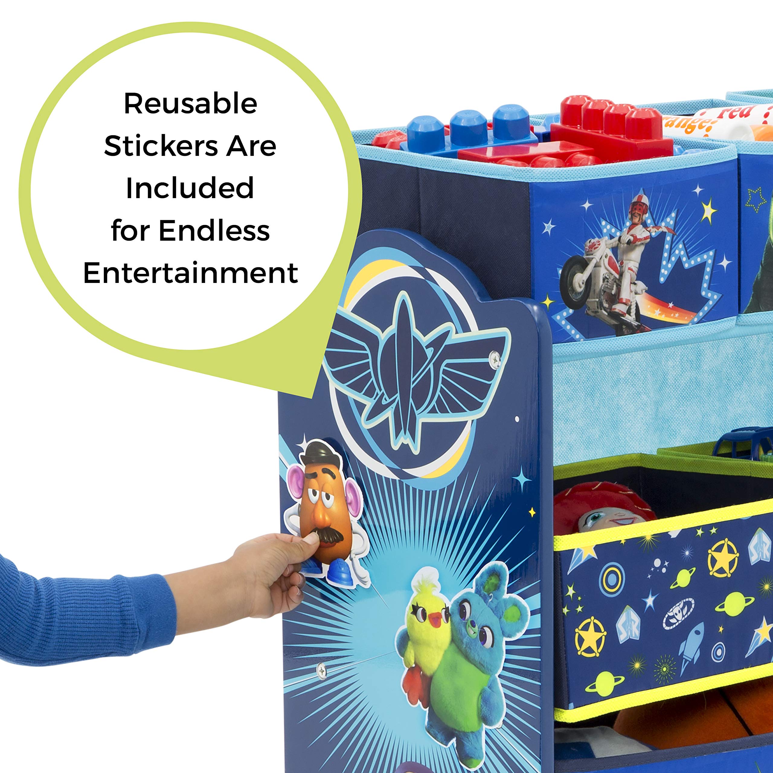 Delta Children Toy Story 4 Kids Table and Chair Set with Storage (2 Chairs Included) & 6-Bin Toy Organizer - Perfect for Arts & Crafts, Homeschooling, Homework, Playroom & Preschool Activities