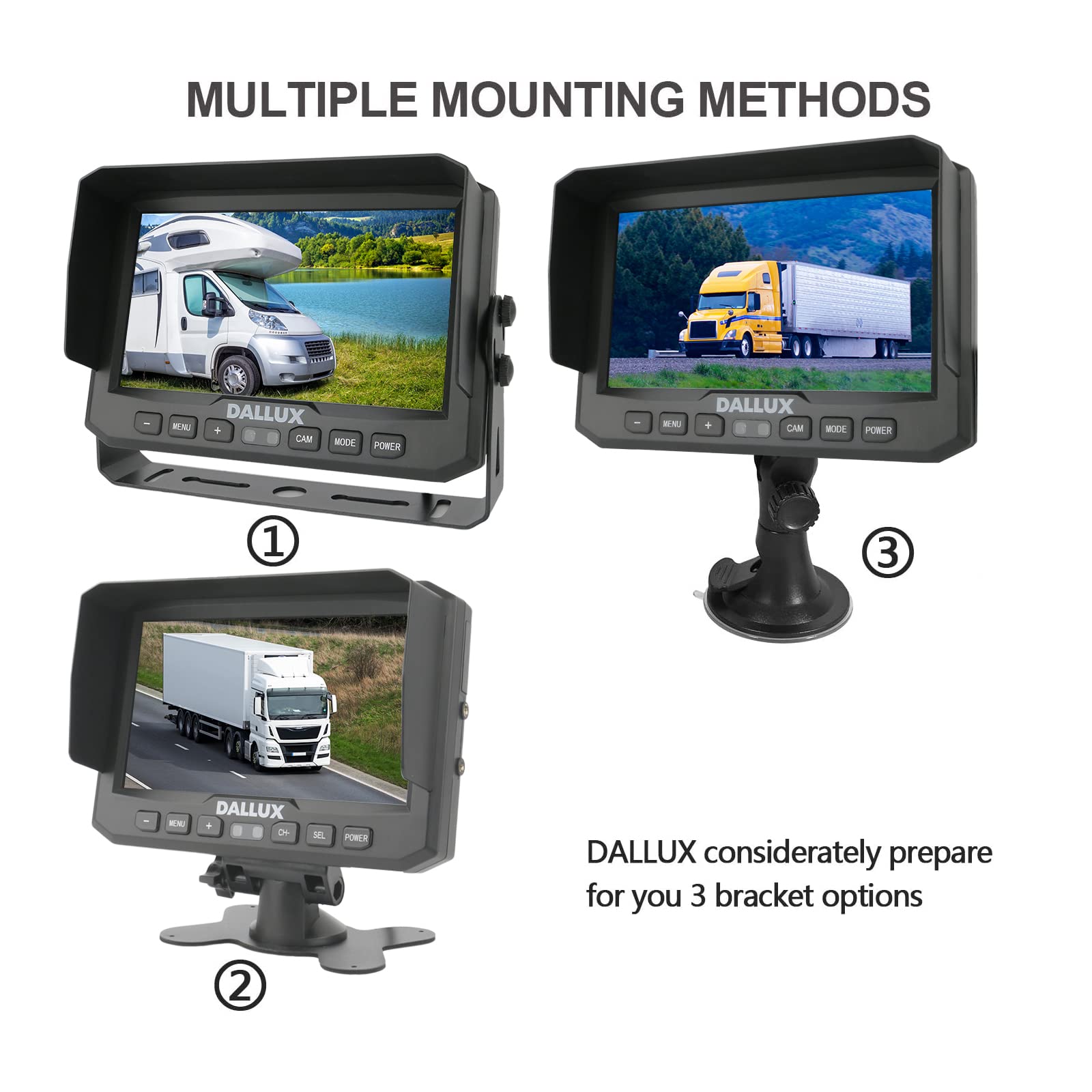 Waterproof Night Vision Backup Camera Kit with 7-Inch Monitor for Trucks, Vans, RVs & Trailers - 12-24V Vehicle Rear View System for Safe Parking & Reversing in Low Light Conditions