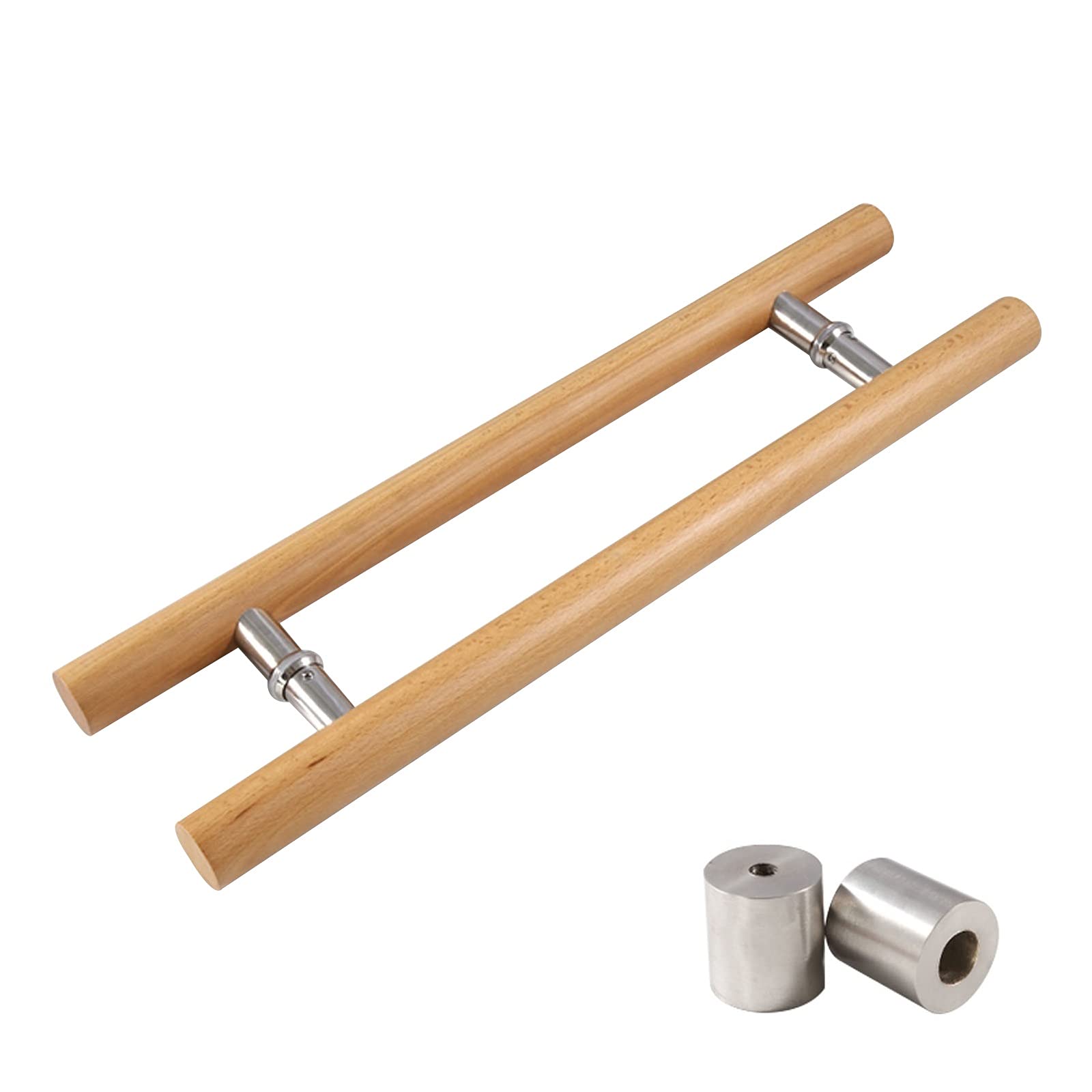 Anti-Slip Wooden Push Pull Door Handle for Commercial Glass Doors - Interior & Exterior Contemporary Barn Style - 5 Sizes (400x250mm) - Perfect for Offices, Restaurants, and Modern Homes