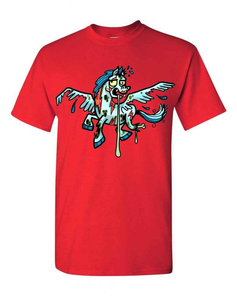 Zombie Pegasus Undead Animals Gothic Horror T-Shirt for Adults | Dark Fantasy Graphic Tee for Halloween, Cosplay & Alternative Fashion