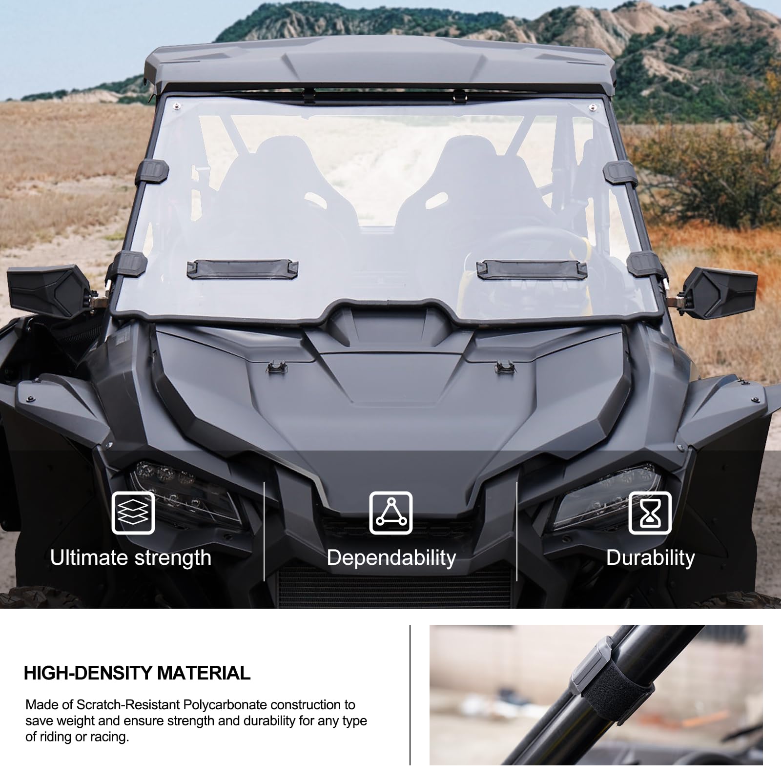 KIWI MASTER Hard Coat Poly Vented Full Windshield for 2019-2025 Honda Talon 1000R/X/X4/R4 | Heavy Duty Polycarbonate UTV Accessories | Scratch Resistant Windshield for Off-Road & Trail Riding