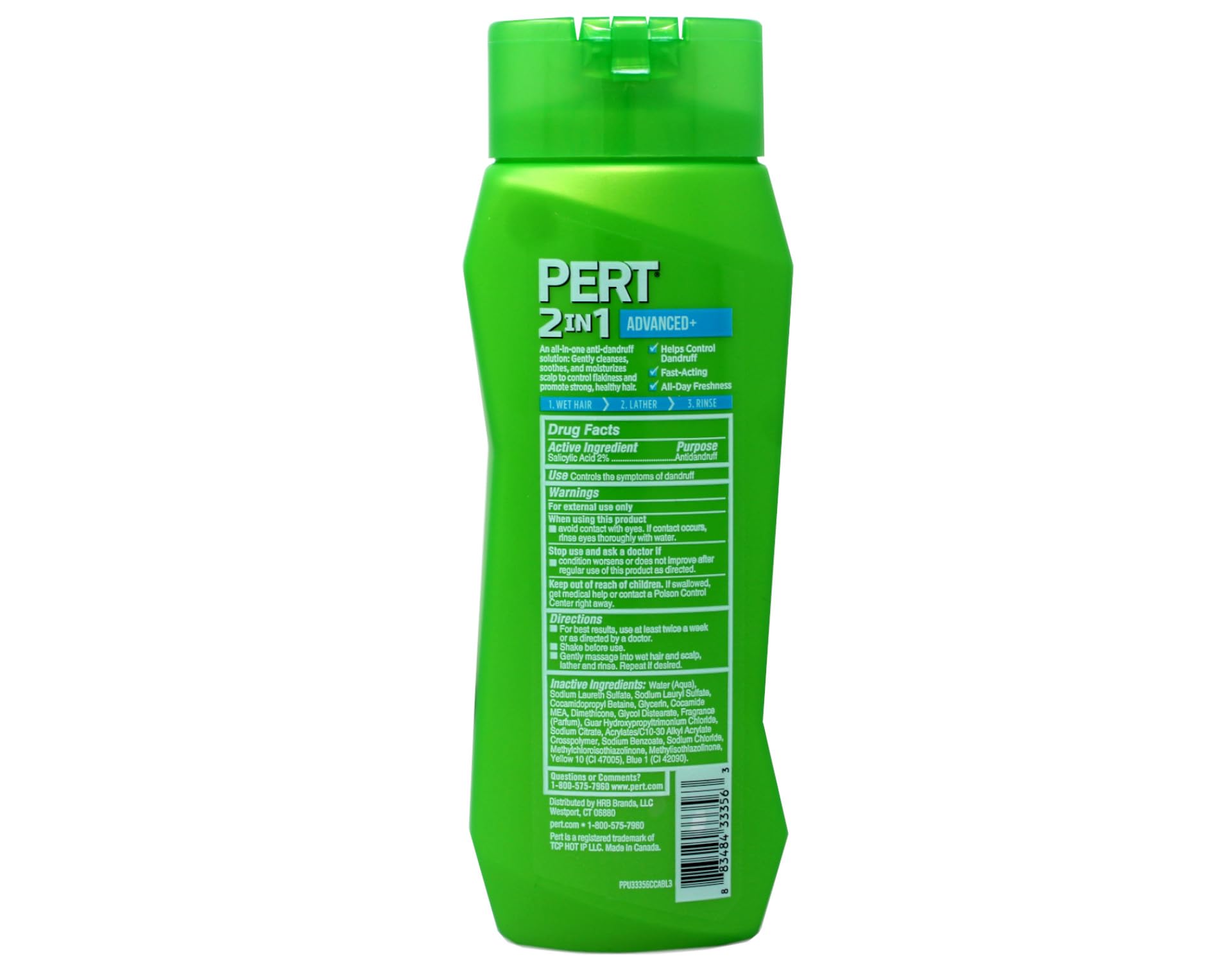 Pert Anti-Dandruff 2-in-1 Shampoo & Conditioner with 2% Salicylic Acid & Zinc - 13.5 oz - Scalp Treatment for Flakes & Itch Relief - Perfect for Daily Hair Care & Dandruff Control