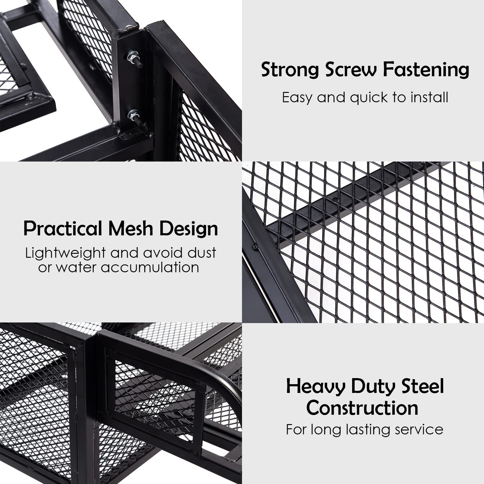 Heavy-Duty Universal ATV/UTV Front & Rear Cargo Rack - Steel Mesh Storage Basket with Detachable Design | Perfect for Hunting, Camping & Off-Road Adventures
