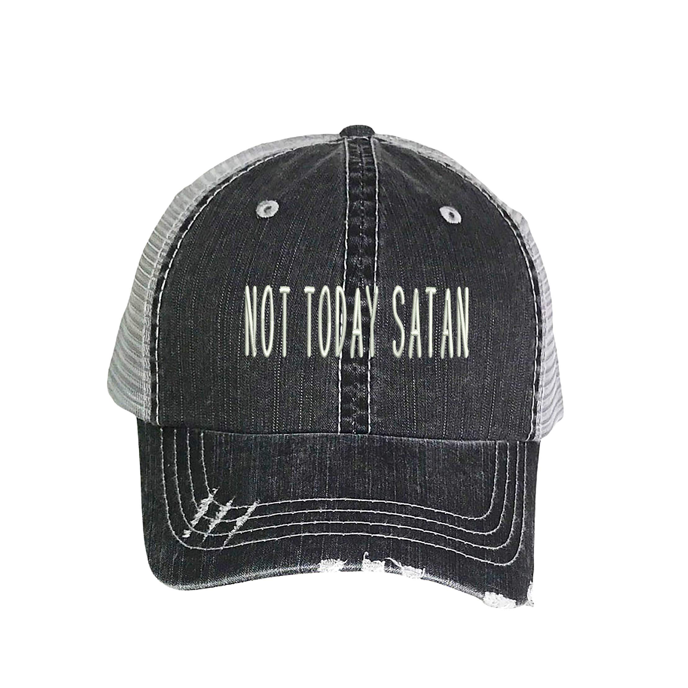 Not Today Satan Distressed Trucker Hat - Embroidered Vintage Style Baseball Cap for Men & Women - Perfect for Outdoor Activities, Concerts, and Streetwear Fashion