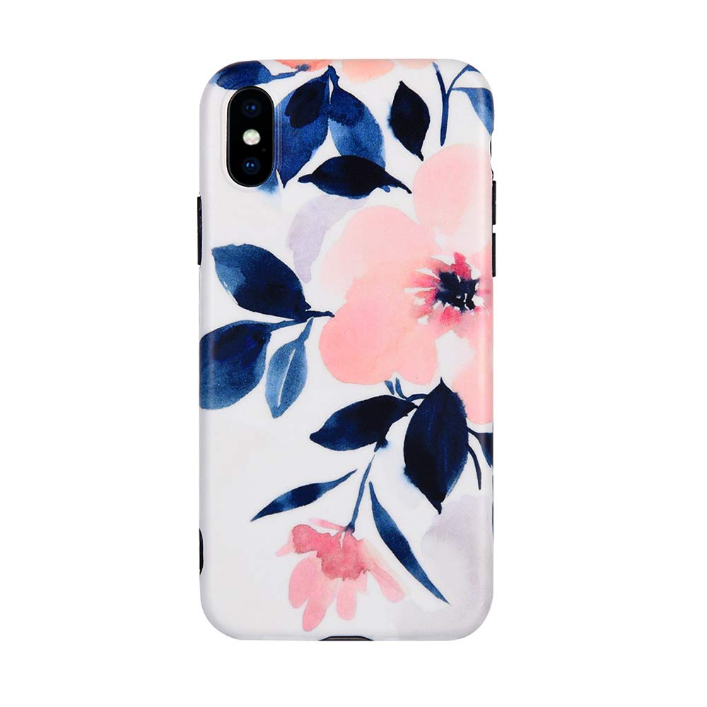 Floral iPhone 11 Pro Max Case - Peach Blossom TPU Flower Cover with Art Ink Painting Design | Pink Rubber Protective Case for Women & Girls | Perfect for Everyday Use, Work, and Travel