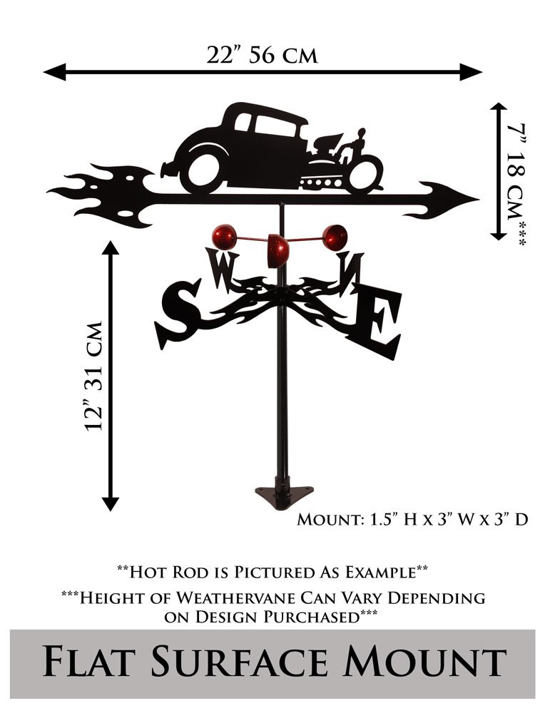 SWEN Products Farrell Series Sprint CAR Flat Post Mount Weathervane - Durable Outdoor Weather Vane for Garden, Yard, or Barn Decoration - Perfect for Rustic Home & Farmhouse Style