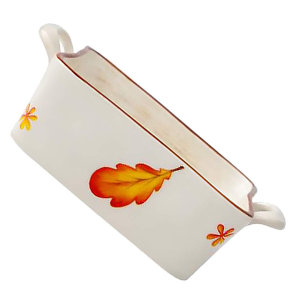 HEMOTON Square Ceramic Baking Dish with Handles - Colorful Kitchen Dinner Pan for Cooking, Baking Cakes, and Serving Meals at Home