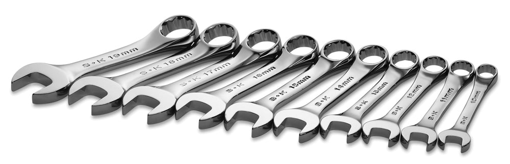 10-Piece 12-Point Metric Short Combination Chrome Wrench Set - Professional Tool Kit for Automotive Repair, Machinery Maintenance & DIY Projects