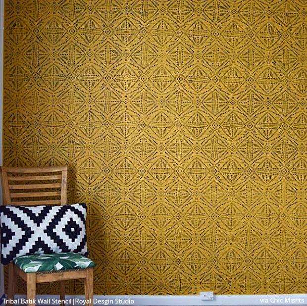 Tribal Batik Allover Wall Stencil - DIY Home Decor Stencil for Wall Painting, Furniture & Crafts | Perfect for Boho, Ethnic & Tropical Room Designs